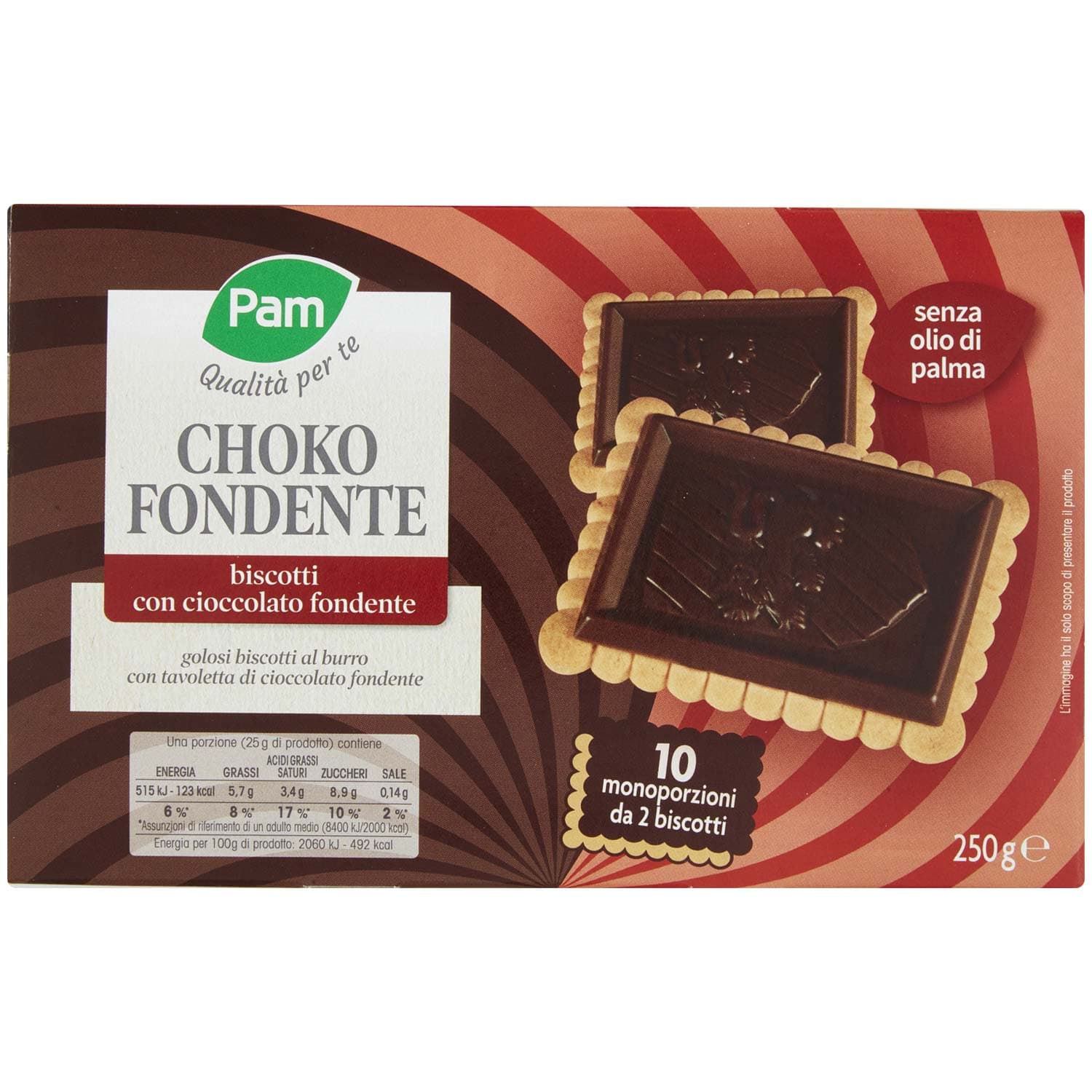 PAM Qualità per te Choko Fondente biscotti con cioccolato fondente 250g (25g x 10) – immagine 3