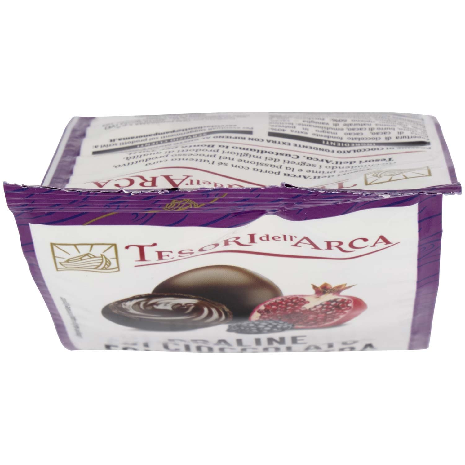 TESORI DELL'ARCA Praline di Cioccolato Fondente Extra con Ripieno al Gusto Mora e Melagrana 90 g – immagine 7