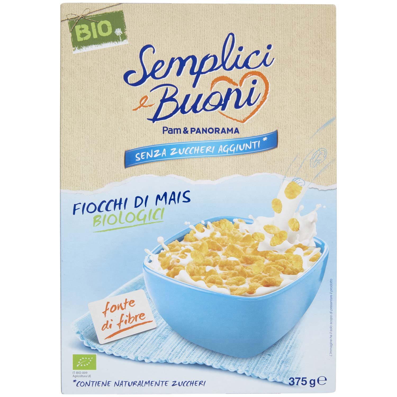 SEMPLICI E BUONI Senza Zuccheri Aggiunti Fiocchi di Mais Biologici 375 g – immagine 3