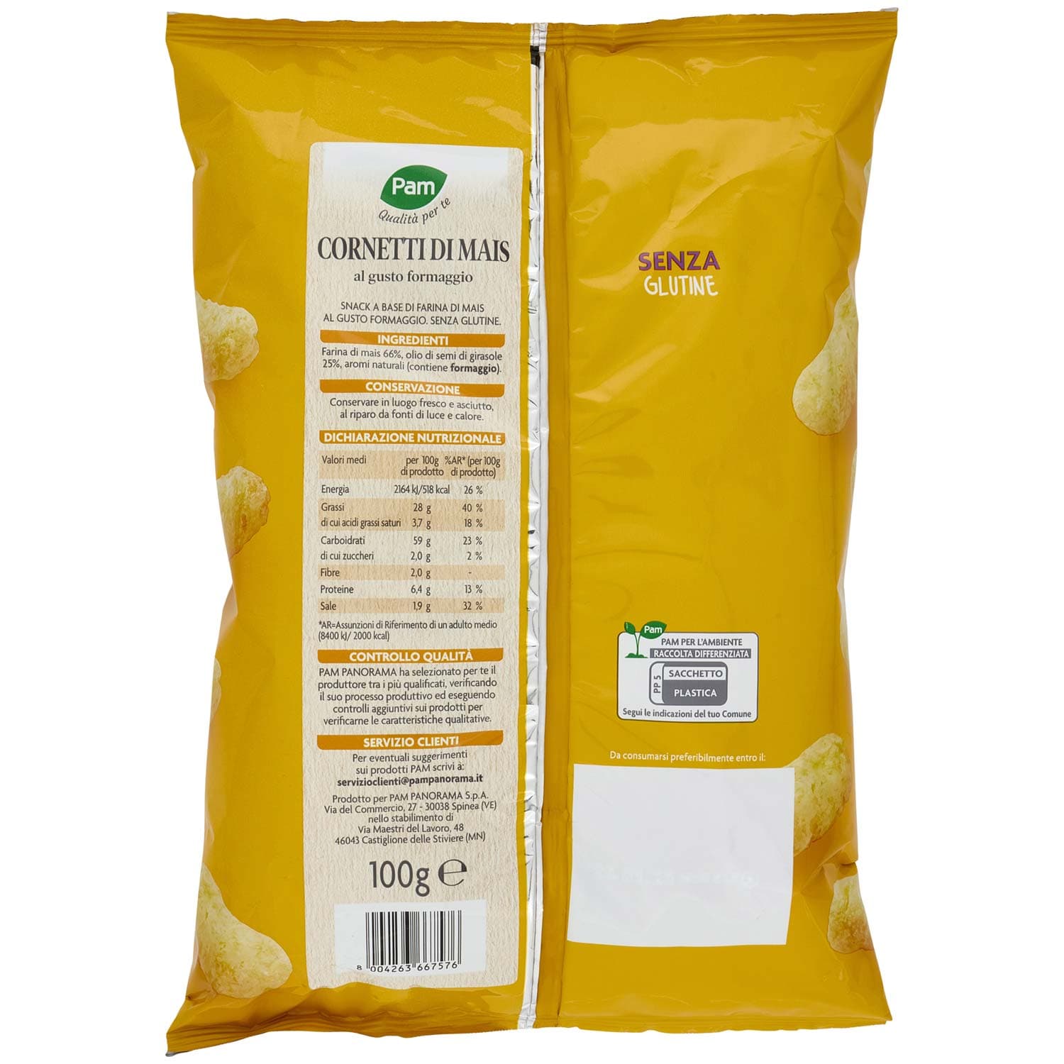 PAM Qualità per te Cornetti di Mais al gusto formaggio 100 g – immagine 5
