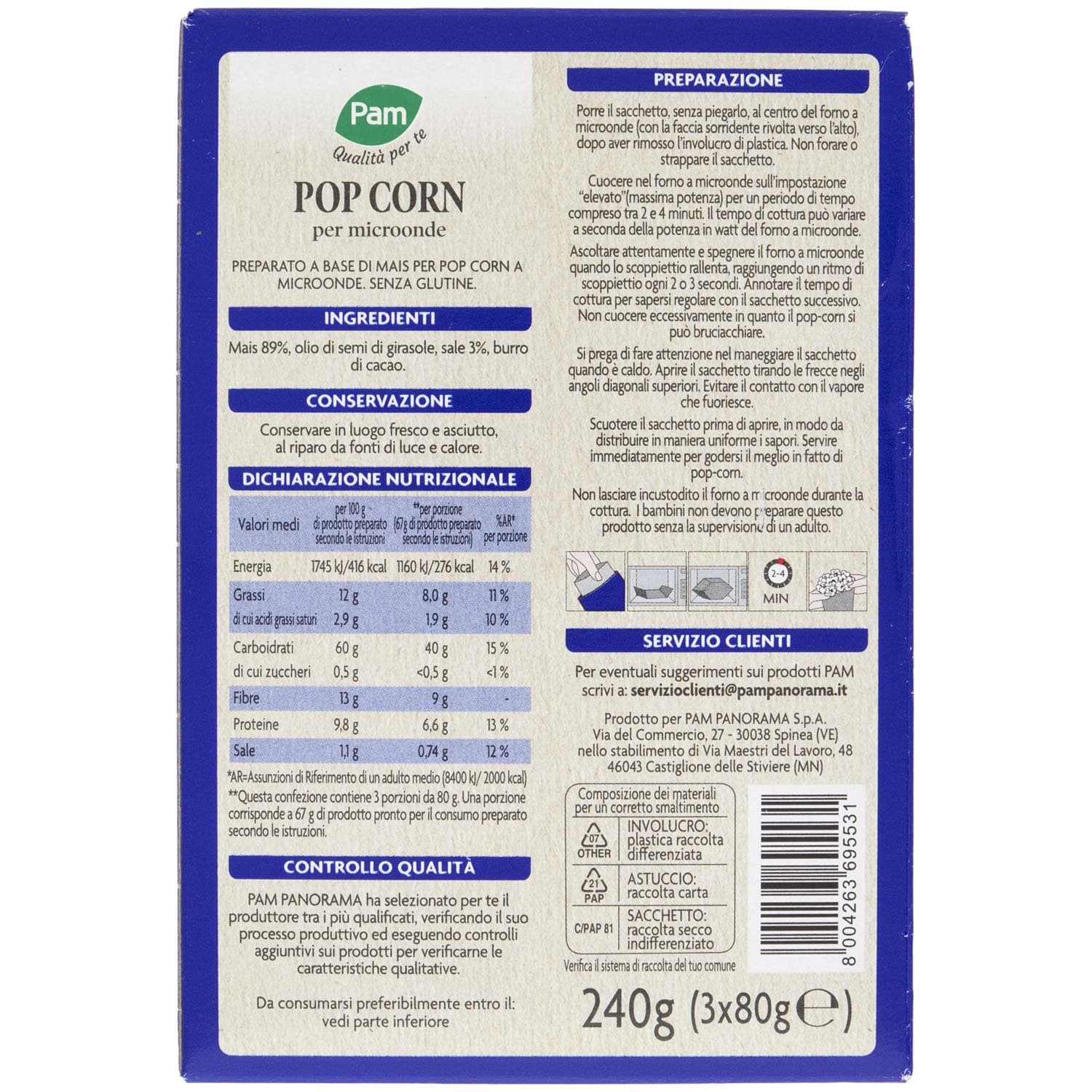 PAM Qualità per te Pop Corn per micronde 240 g – immagine 5