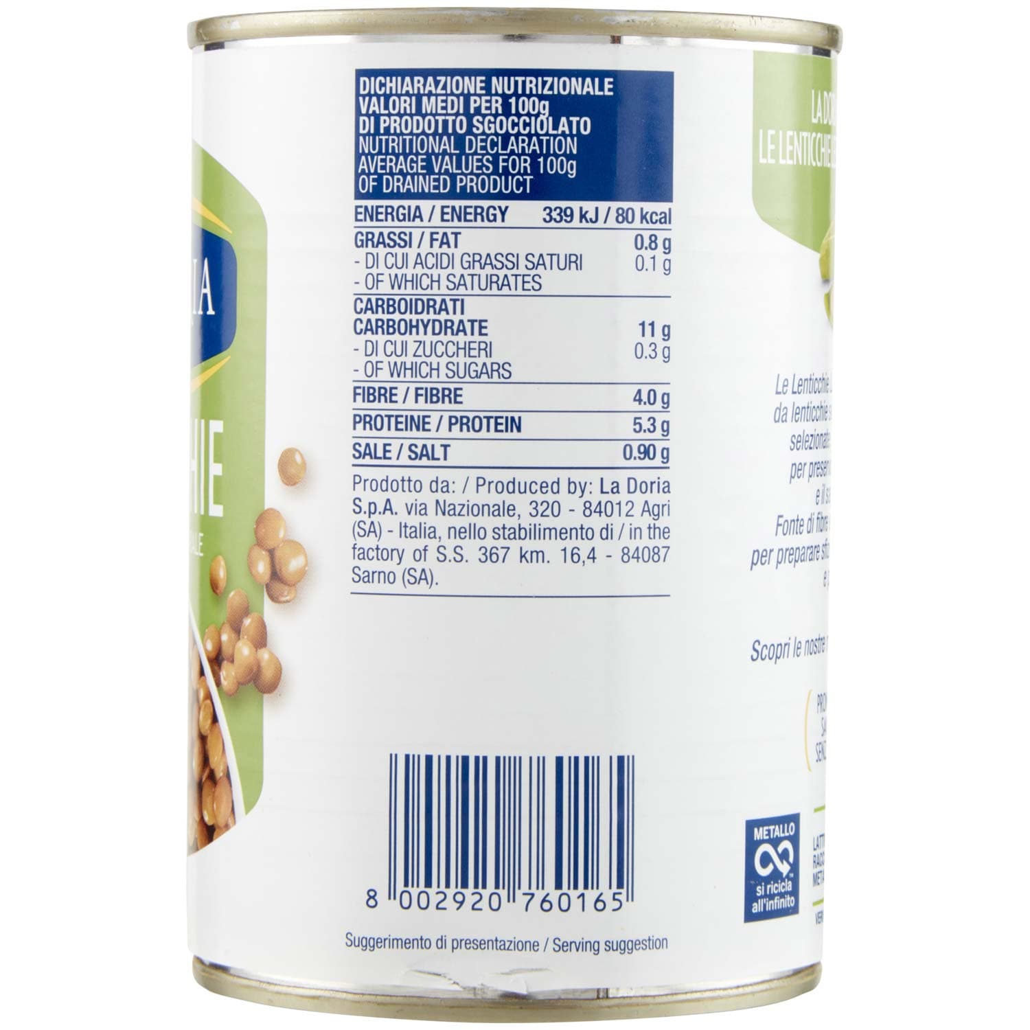 Lenticchie lessate al naturale La Doria 400 g 240 g – immagine 6