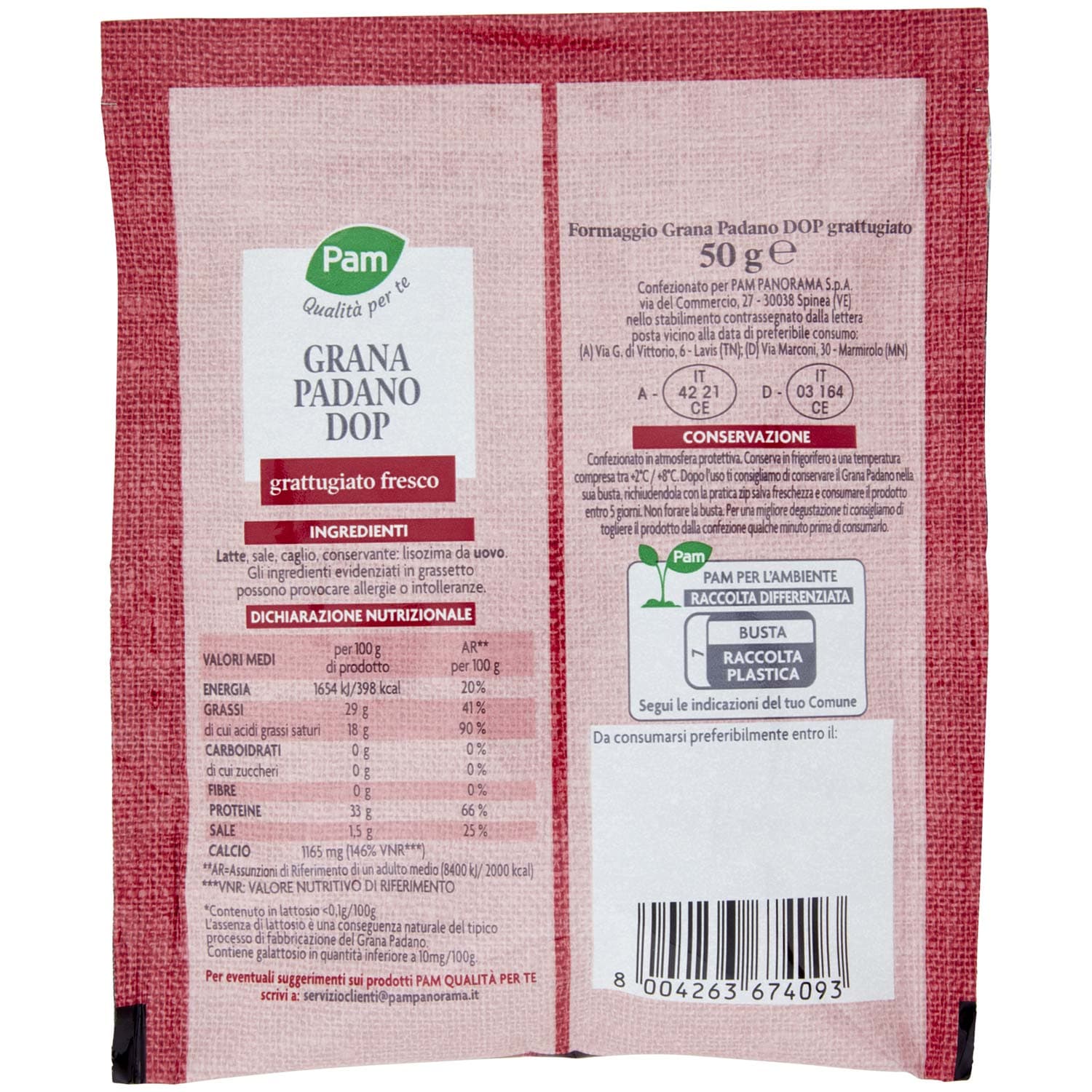 PAM PANORAMA Grana Padano D.O.P. grattugiato 50 g – immagine 5