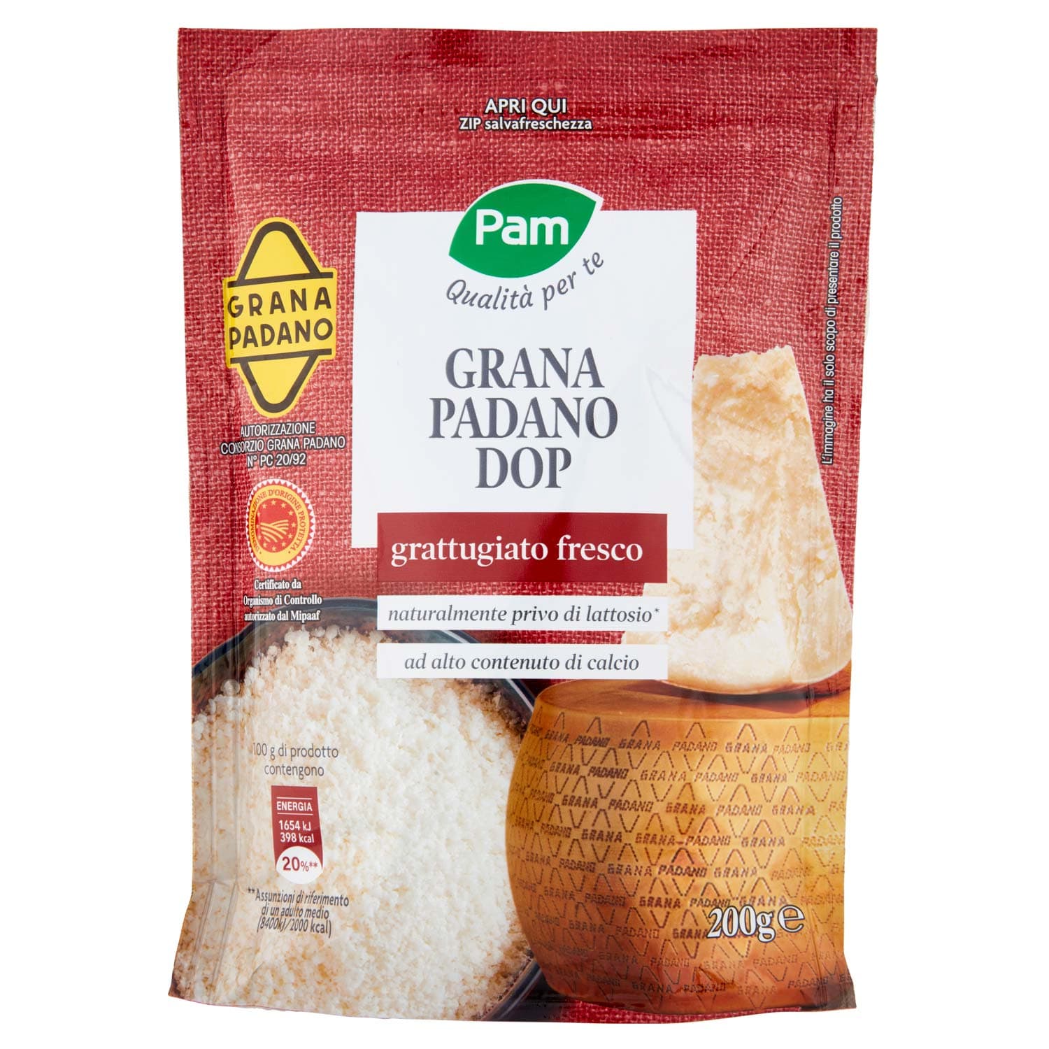 PAM Qualità per te Grana Padano DOP grattugiato fresco 200 g – immagine 3
