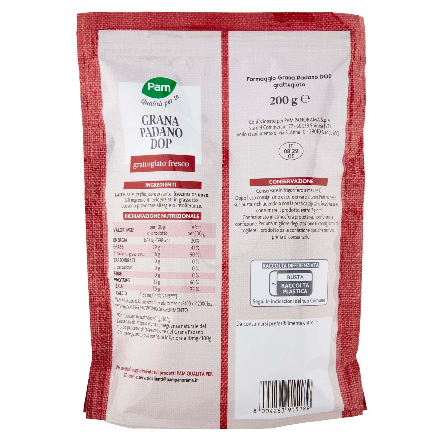 PAM Qualità per te Grana Padano DOP grattugiato fresco 200 g – immagine 5