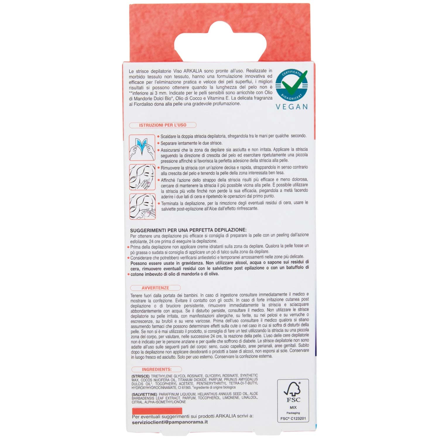 ARKALIA Strisce Depilatorie Viso Pelli Sensibili 16 Strisce + 3 Salviettine Post Depilazione – immagine 5