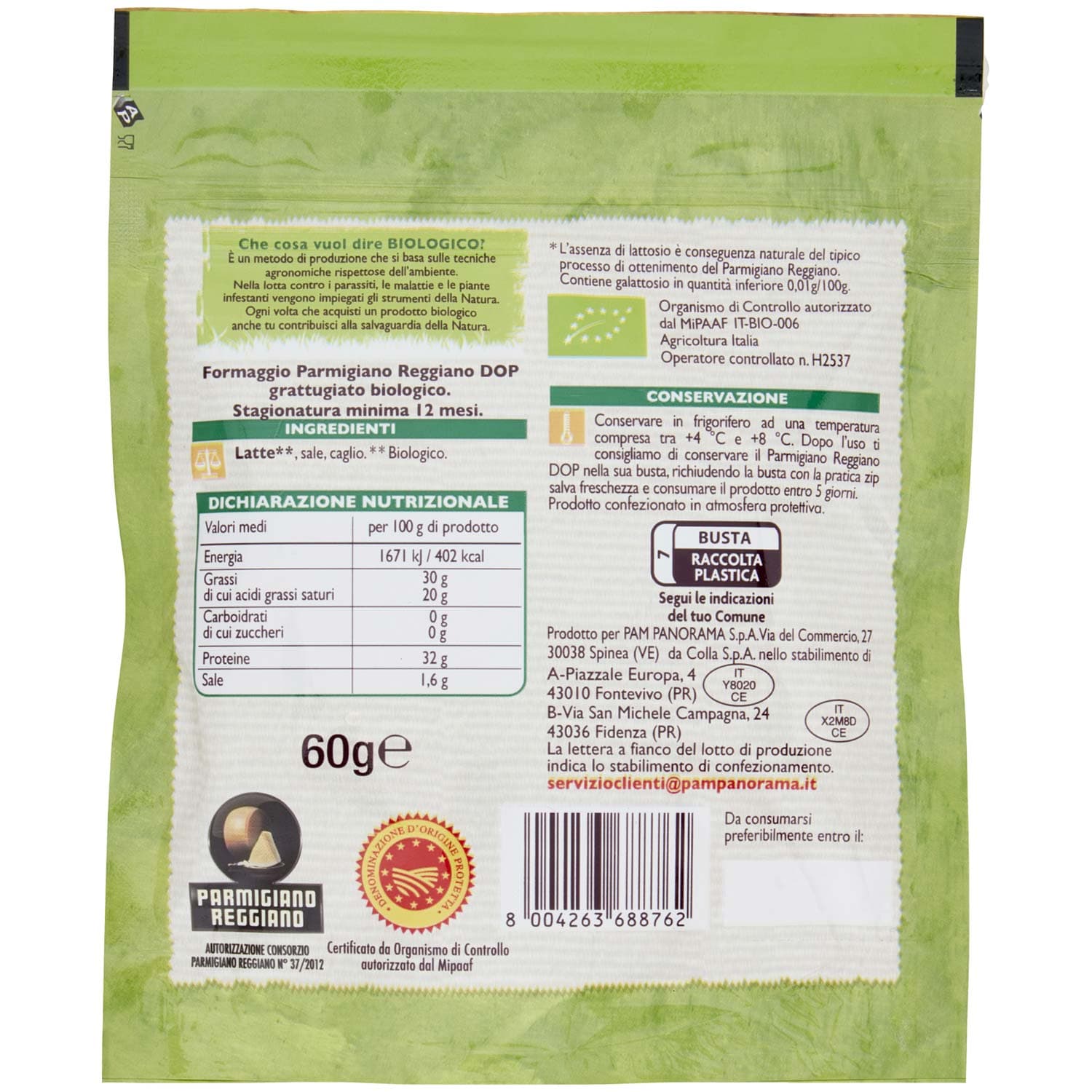 BIO Parmigiano Reggiano DOP Biologico Grattugiato 60 g – immagine 5