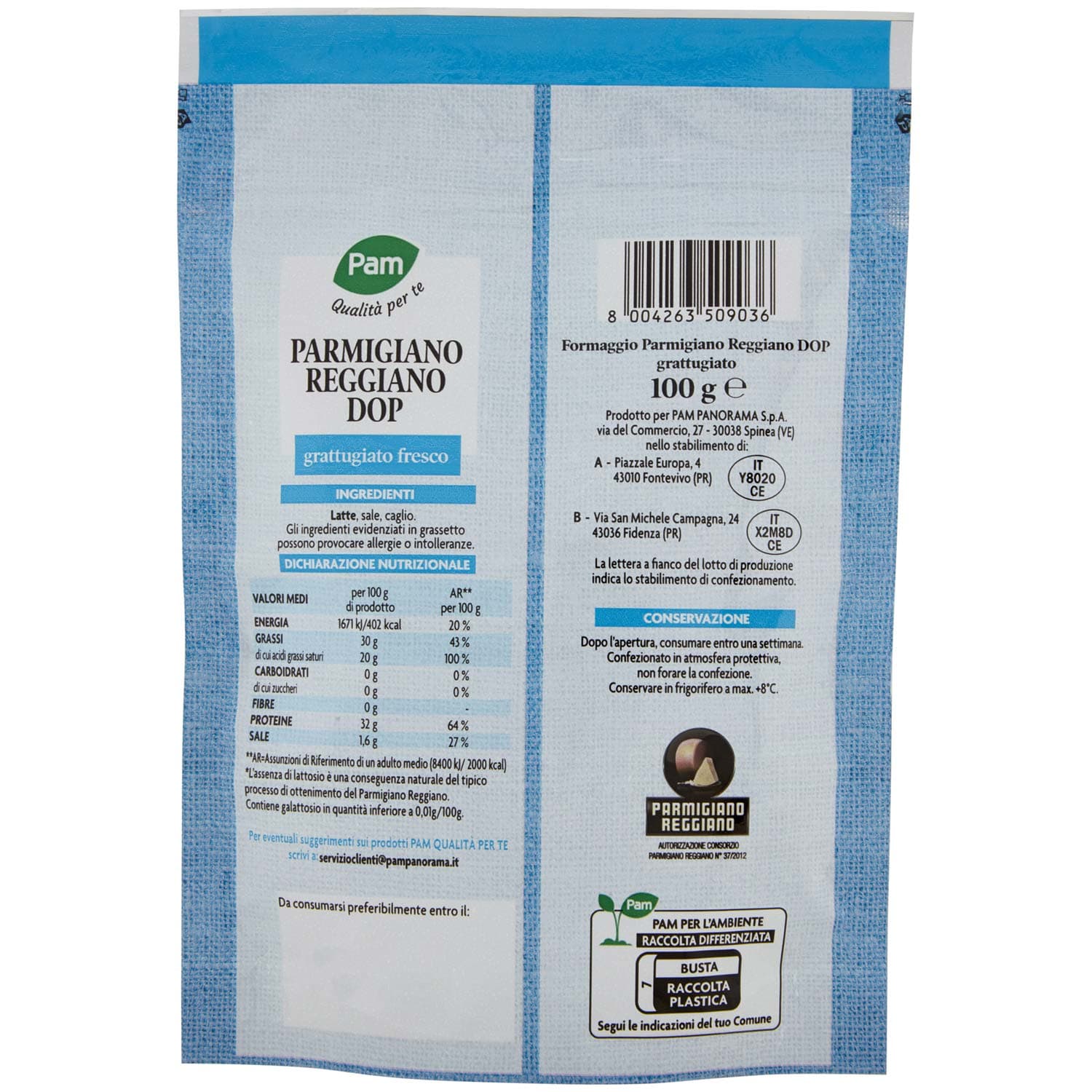 PAM Qualità per te Parmigiano Reggiano DOP grattugiato fresco 100 g – immagine 5