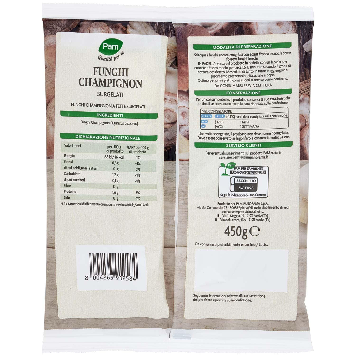 PAM Qualità per te Funghi Champignon a fette Surgelati 450 g – immagine 5