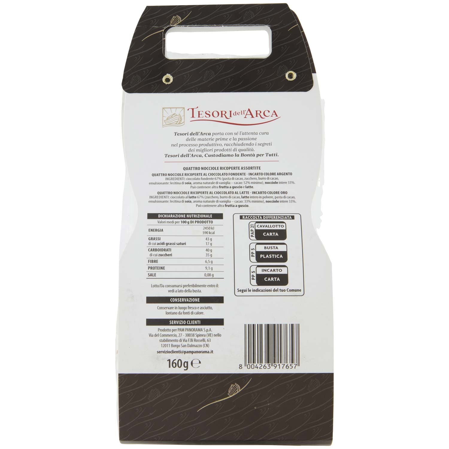 TESORI DELL'ARCA Nocciole Ricoperte Assortite al Cioccolato Fondente e al Latte 160 g – immagine 5