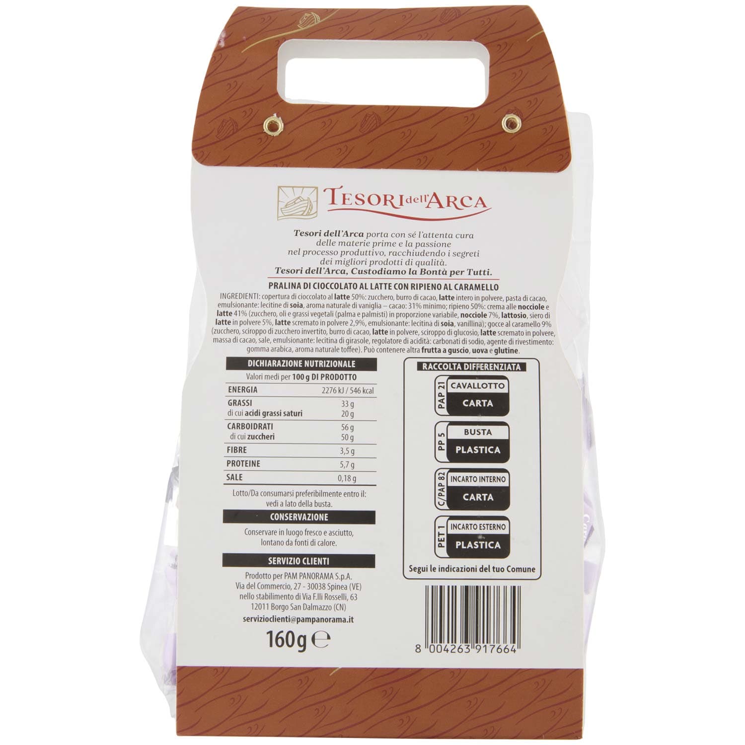 TESORI DELL'ARCA Praline di Cioccolato al Latte con ripieno al Caramello 160 g – immagine 5