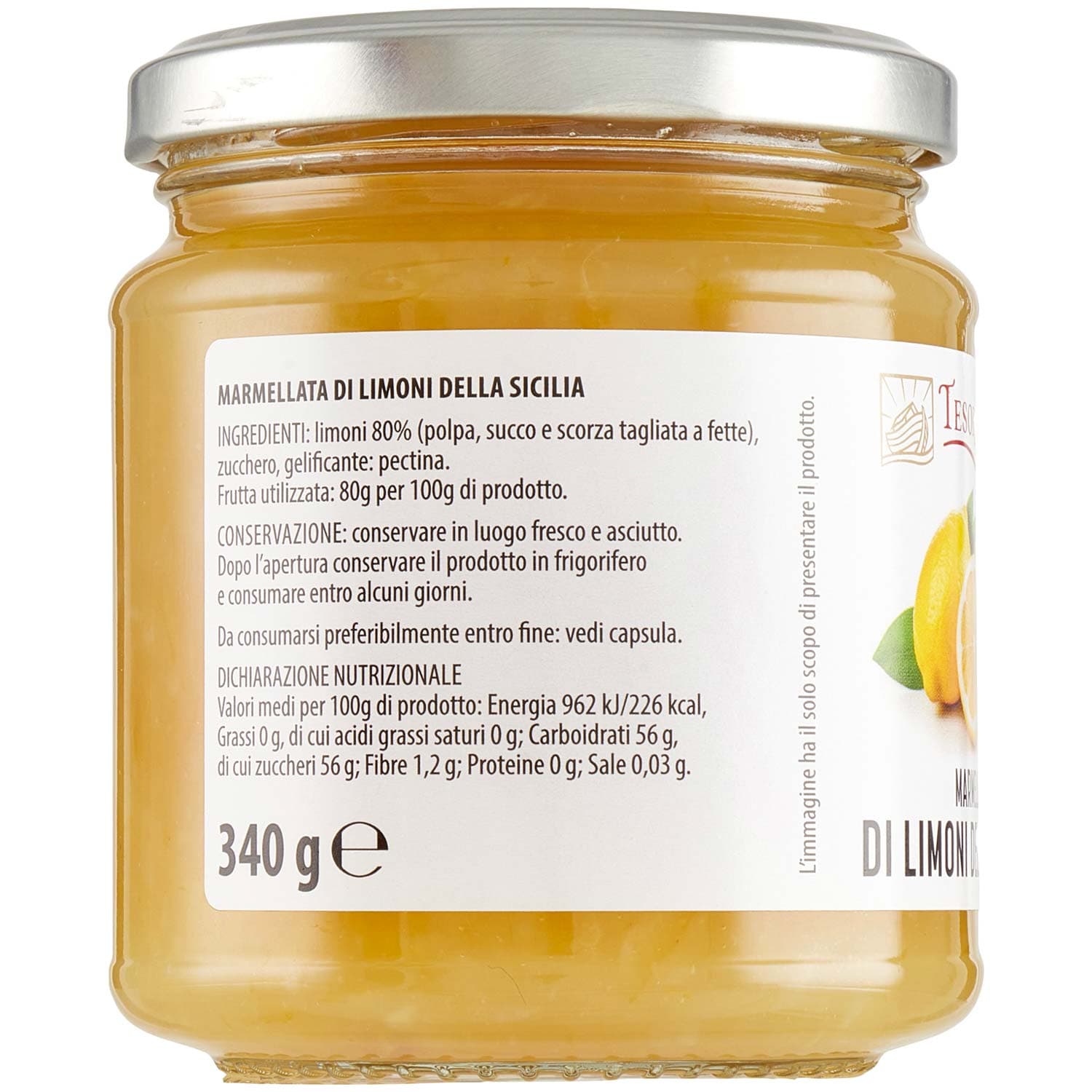 TESORI DELL'ARCA Marmellata di Limoni della Sicilia 340 g – immagine 4