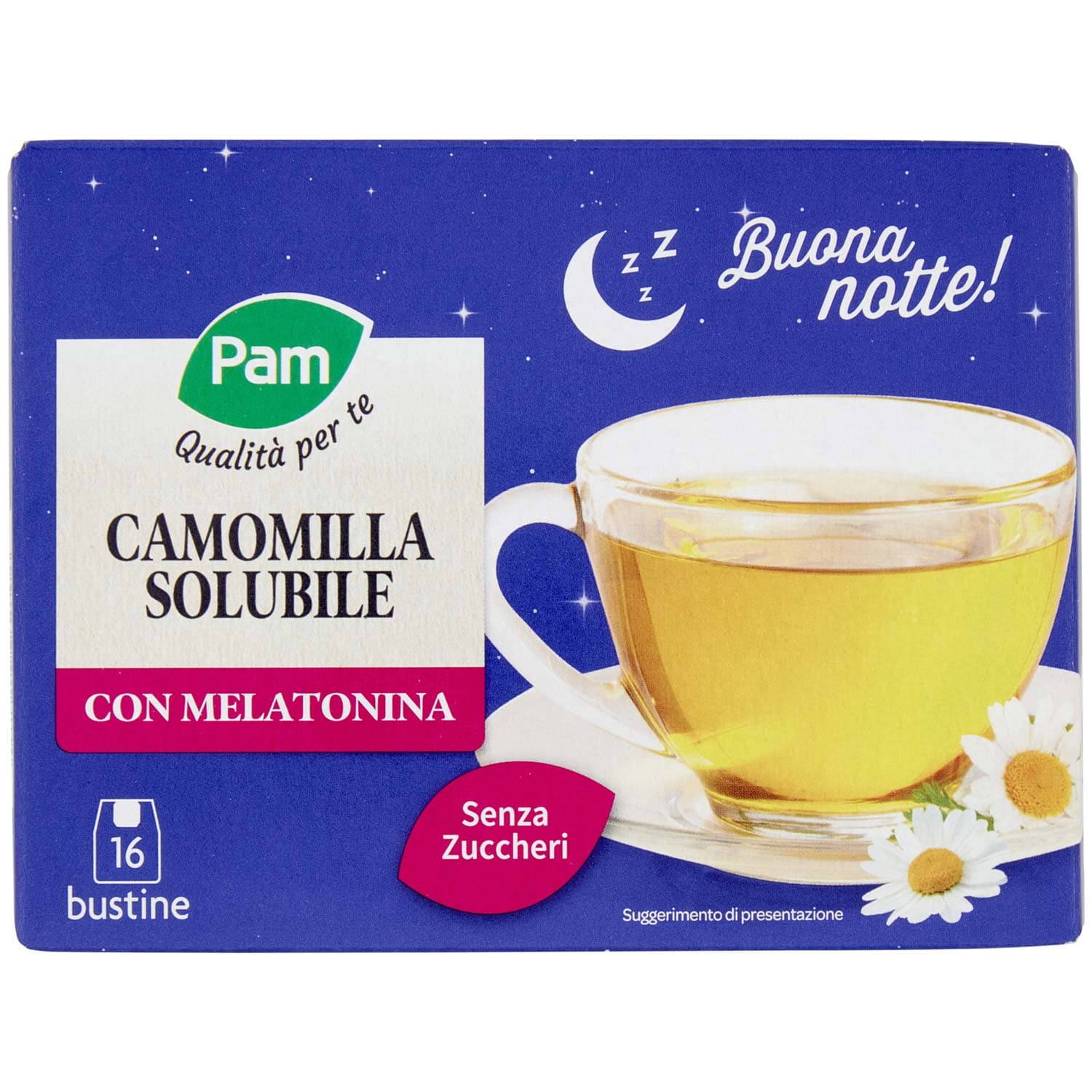 PAM Qualità per te Camomilla Solubile con Melatonina Bustine 16 x 4 g – immagine 3