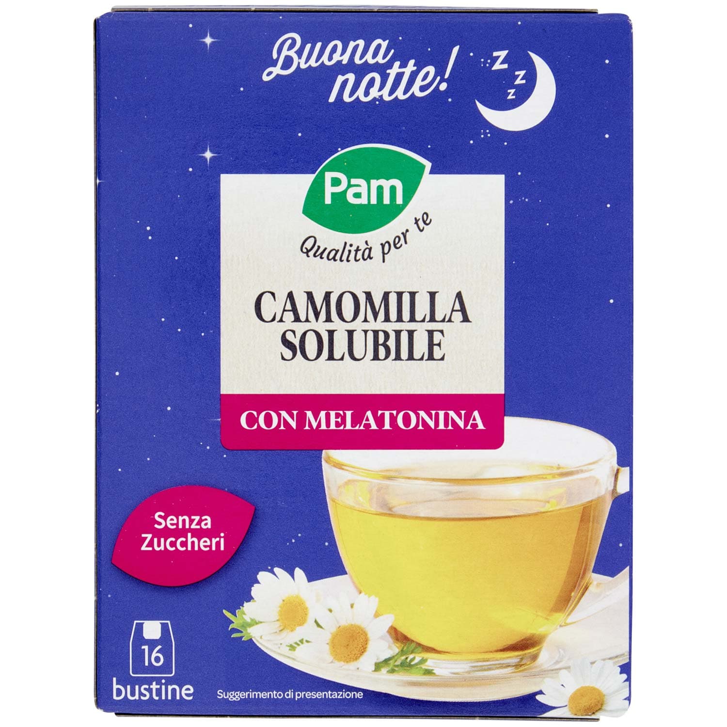 PAM Qualità per te Camomilla Solubile con Melatonina Bustine 16 x 4 g – immagine 5
