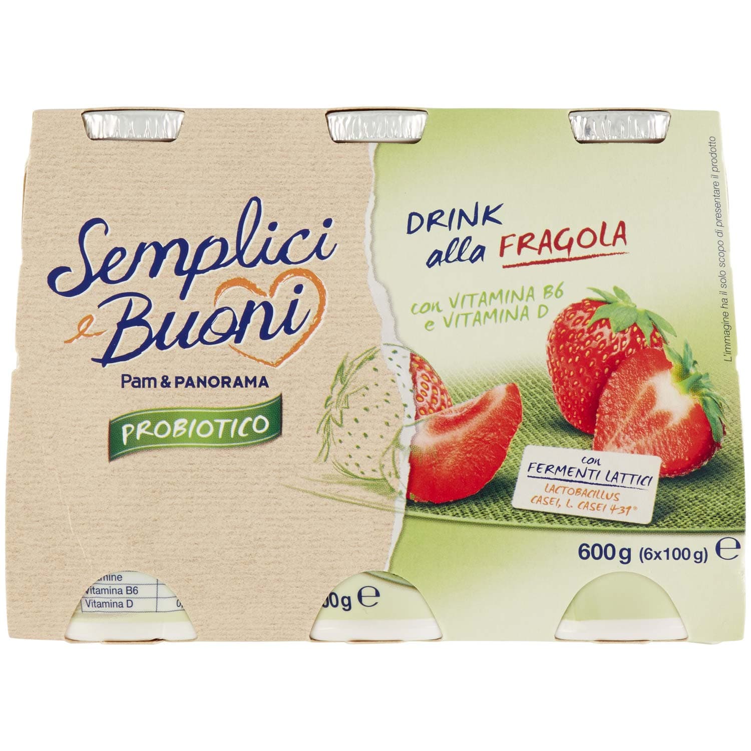 SEMPLICI E BUONI Probiotico Drink alla Fragola 600g (100g x 6) – immagine 3