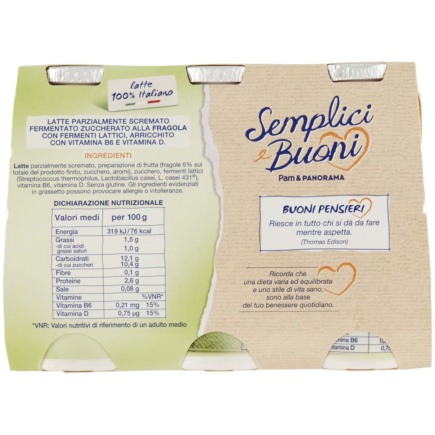 SEMPLICI E BUONI Probiotico Drink alla Fragola 600g (100g x 6) – immagine 5