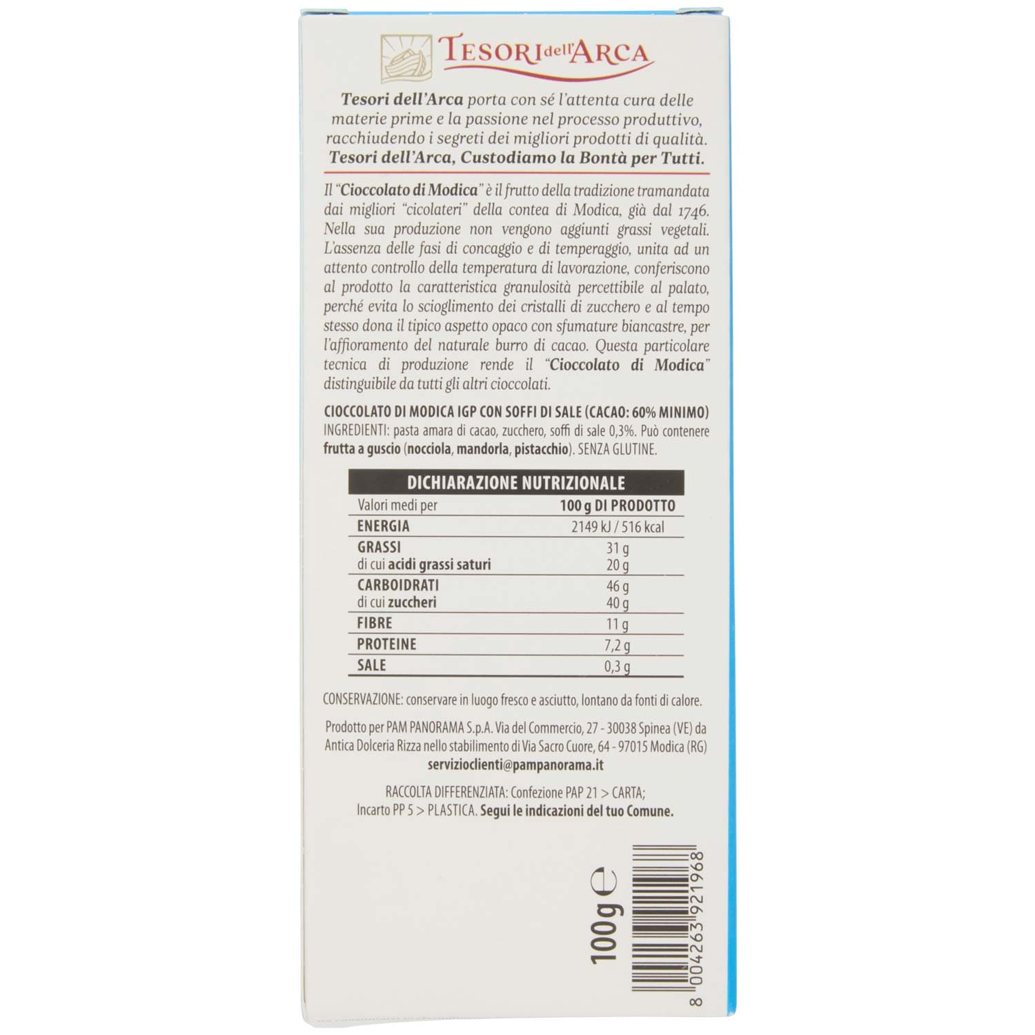 TESORI DELL'ARCA Cioccolato di Modica IGP Soffi di Sale 60% Cacao 100 g – immagine 5