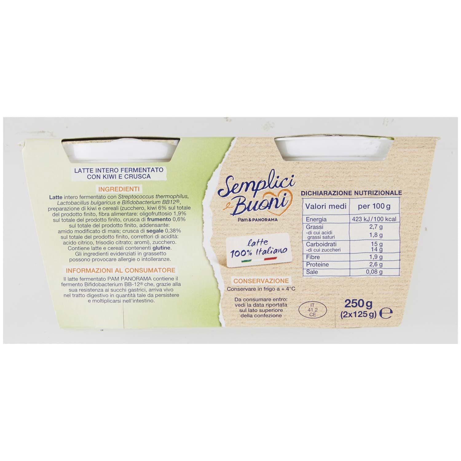 SEMPLICI E BUONI Probiotico con Kiwi e Crusca 250 g (125 g x 2) – immagine 5