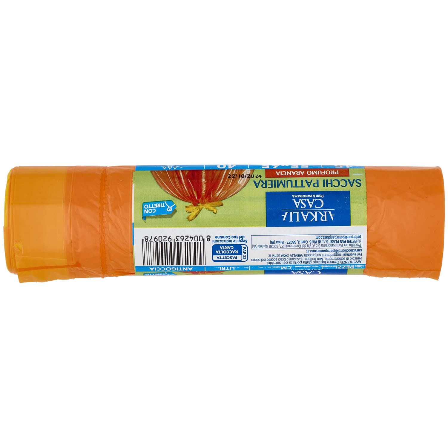 ARKALIA CASA Sacchi Pattumiera Profumo Arancia con Tiretto 55x65 cm 40 Litri Antigoccia 15 pz – immagine 5