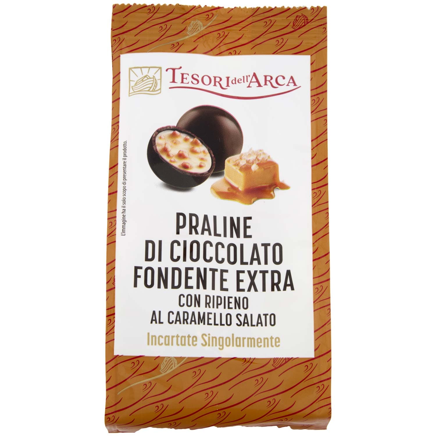 TESORI DELL'ARCA Praline di Cioccolato Fondente Extra con Ripieno al Caramello Salato 90 g – immagine 3
