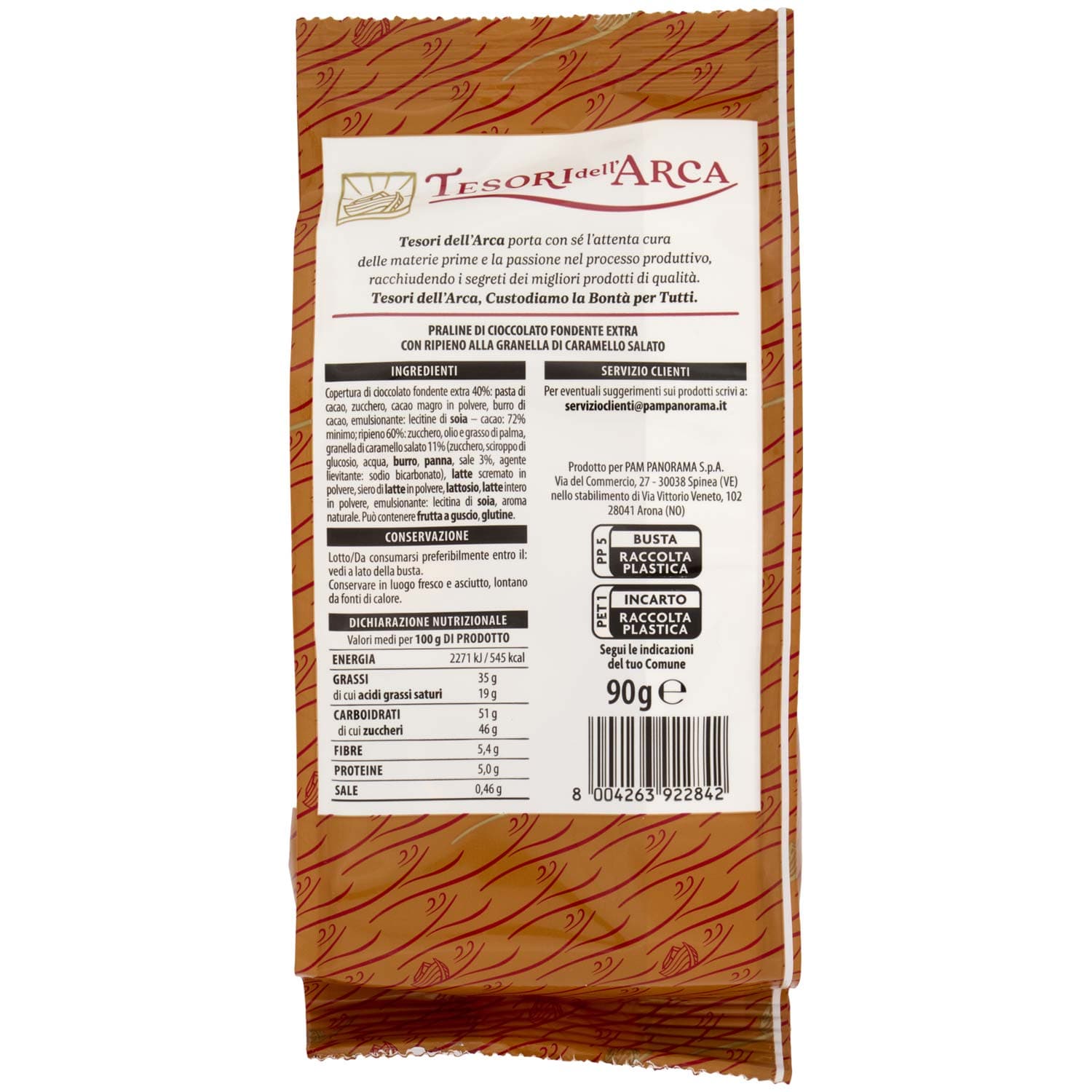 TESORI DELL'ARCA Praline di Cioccolato Fondente Extra con Ripieno al Caramello Salato 90 g – immagine 5