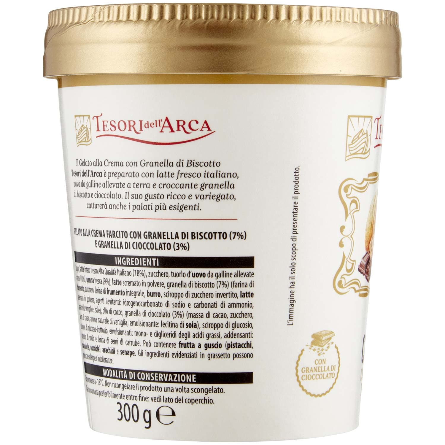 TESORI DELL'ARCA Gelato Crema con Granella di Biscotto 300 g – immagine 4