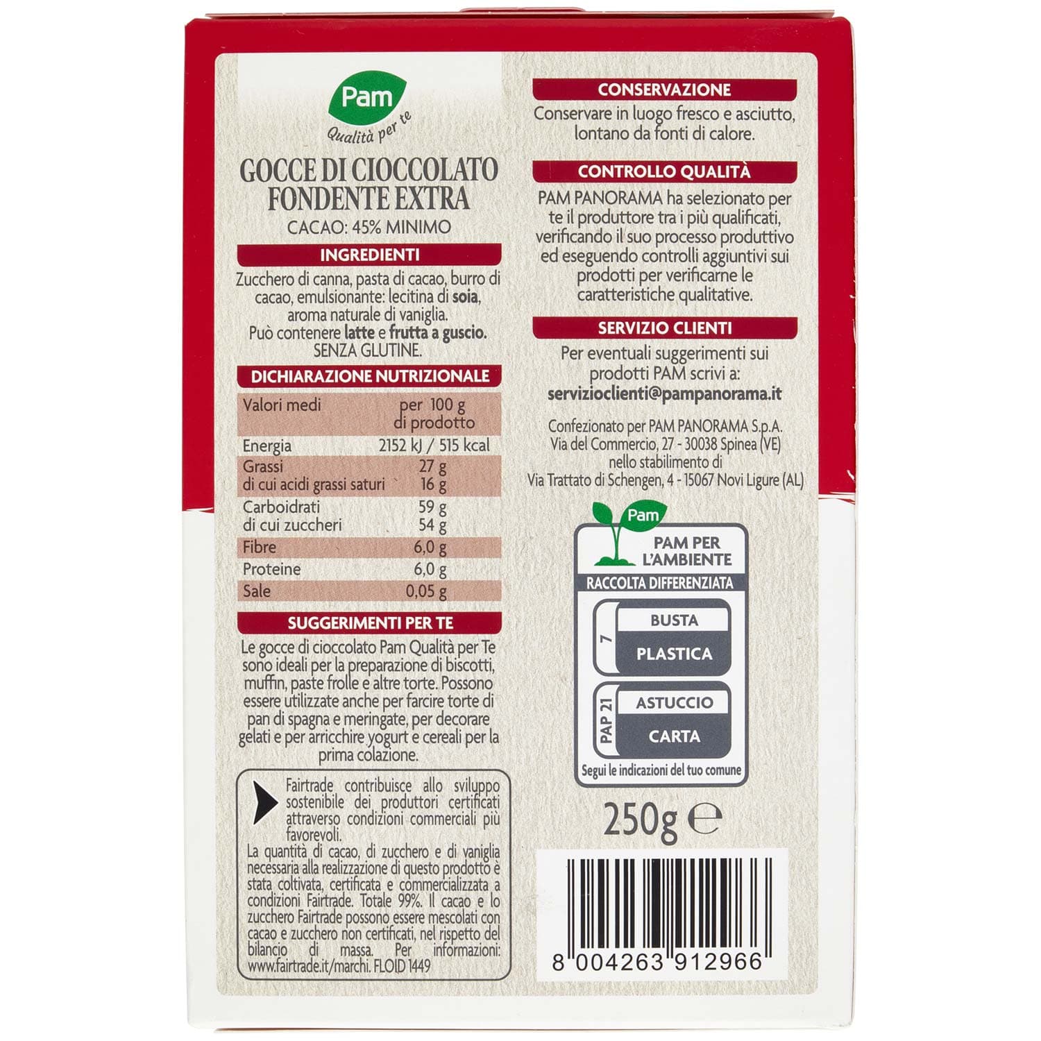 PAM Qualità per te Gocce di Cioccolato fondente 250 g – immagine 5