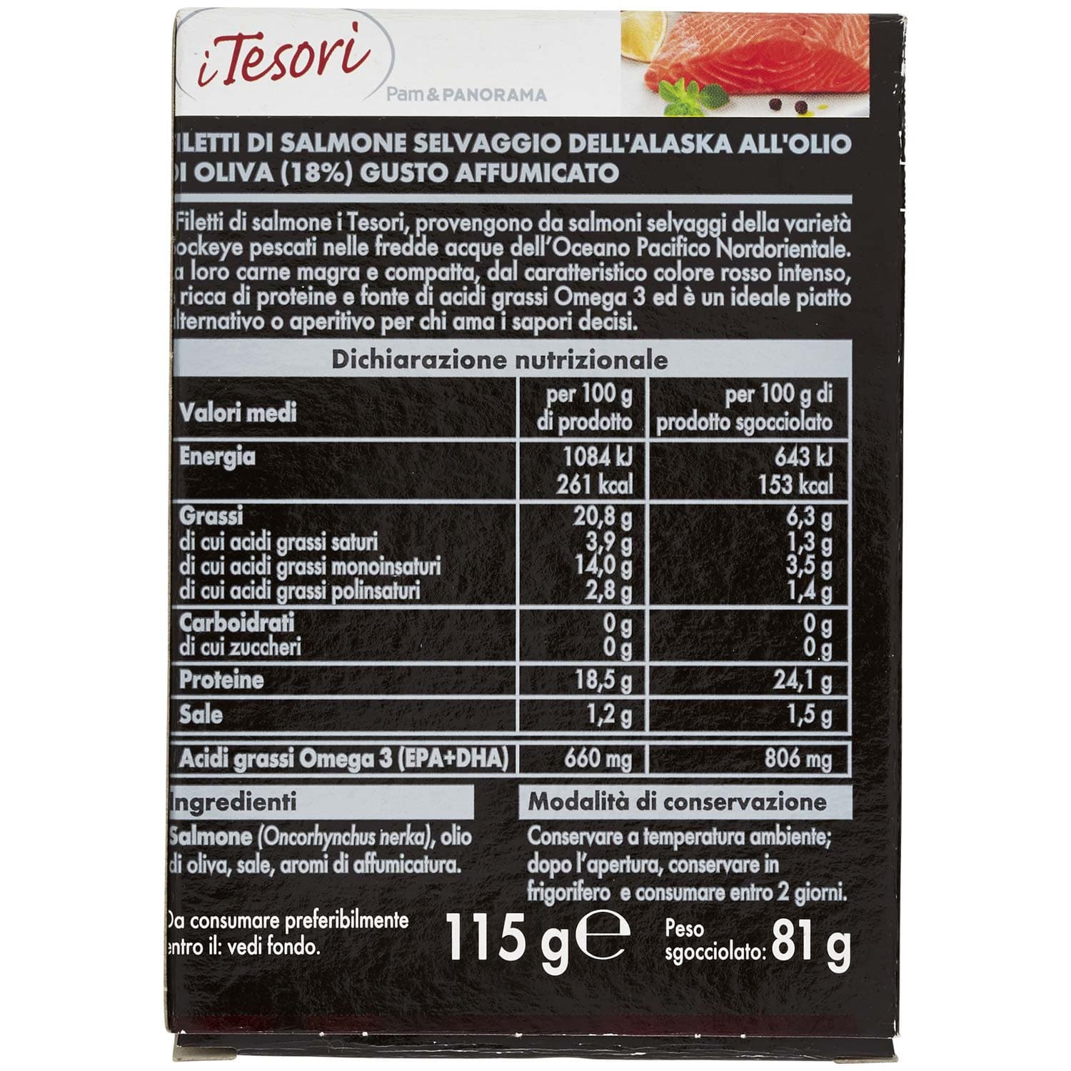 I TESORI Salmone Selvaggio dell'Alaska all'Olio d'Oliva (18%) Gusto Affumicato 115 g – immagine 5