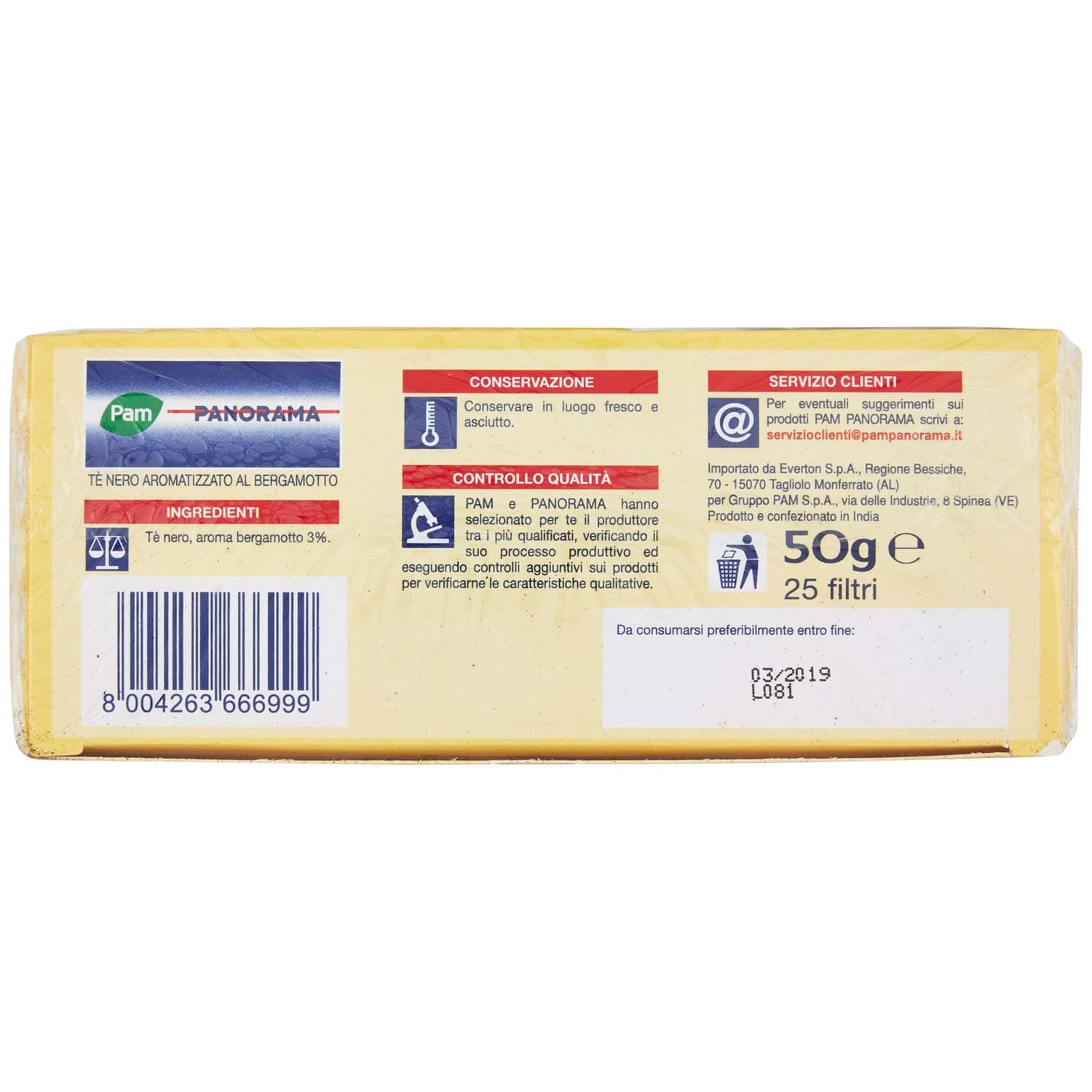 PAM PANORAMA Tè Earl Grey 50g (2g x 25) – immagine 8