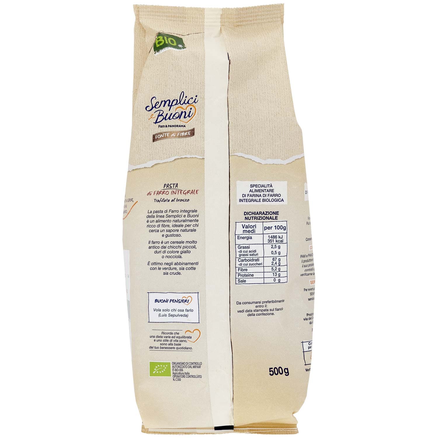 SEMPLICI E BUONI Fonte di Fibre Penne di Farro Integrale BIO 500 g – immagine 5