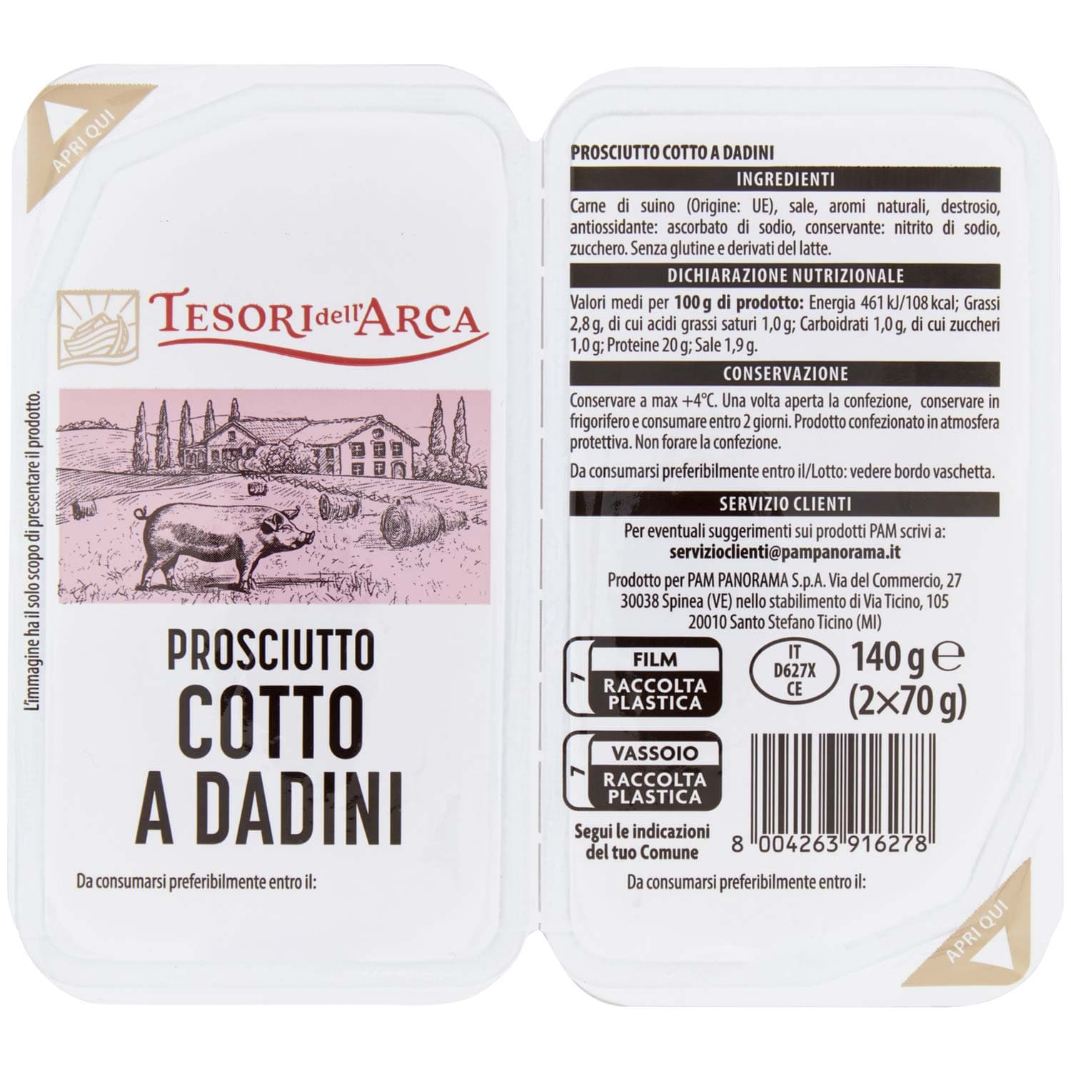 TESORI DELL'ARCA Prosciutto Cotto a Dadini 2 x 70 g – immagine 3