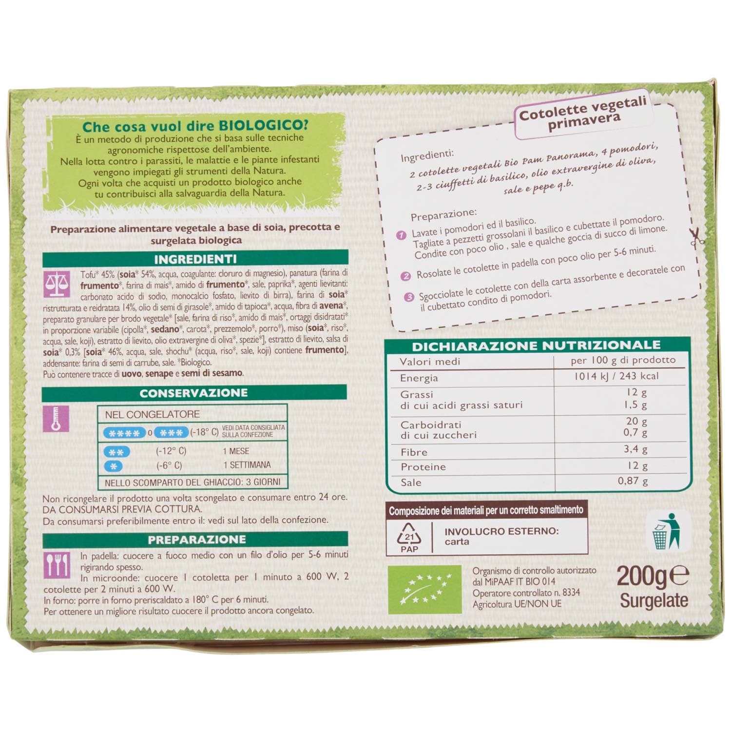 BIO Cotolette vegetali Surgelate 200 g – immagine 5