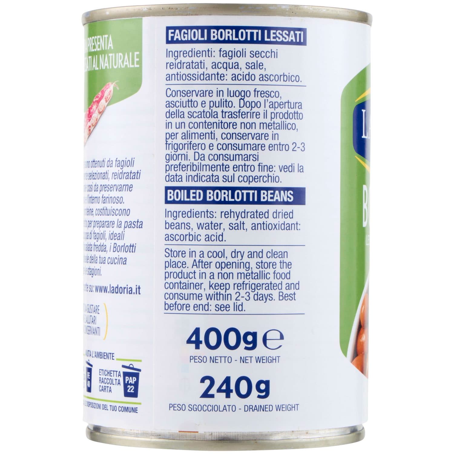 La Doria Borlotti Lessati al Naturale 400 g – immagine 4