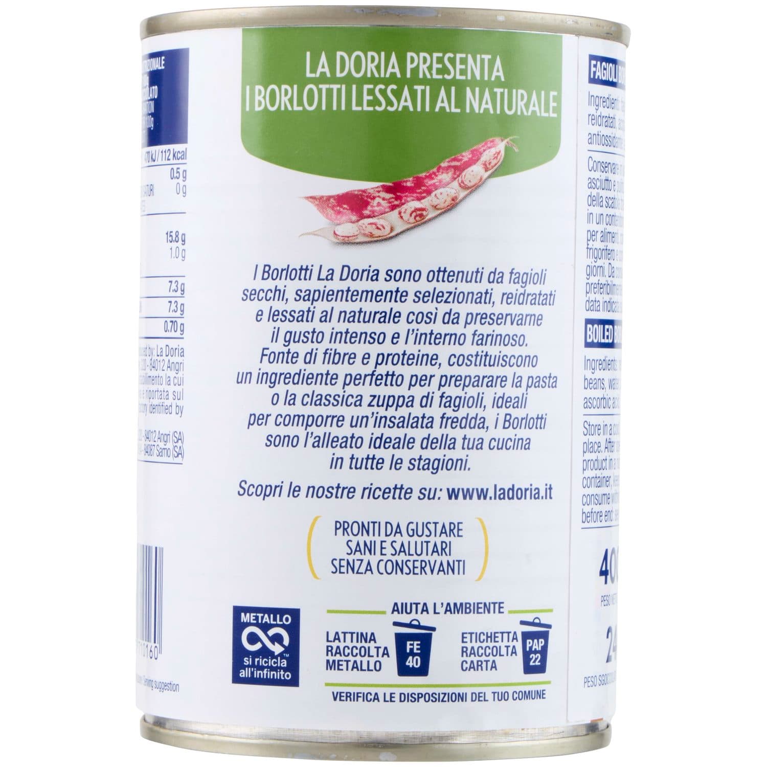 La Doria Borlotti Lessati al Naturale 400 g – immagine 5