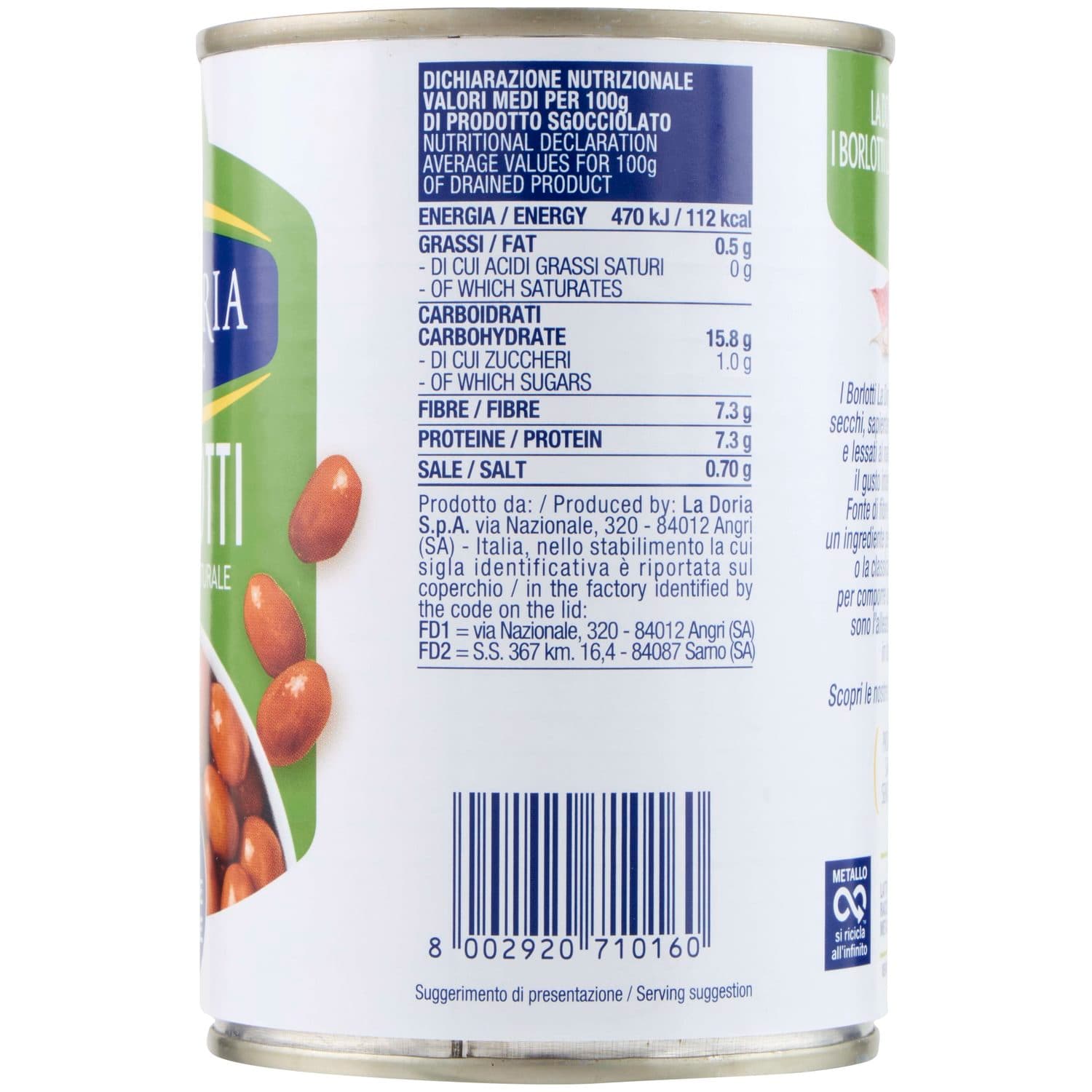 La Doria Borlotti Lessati al Naturale 400 g – immagine 6