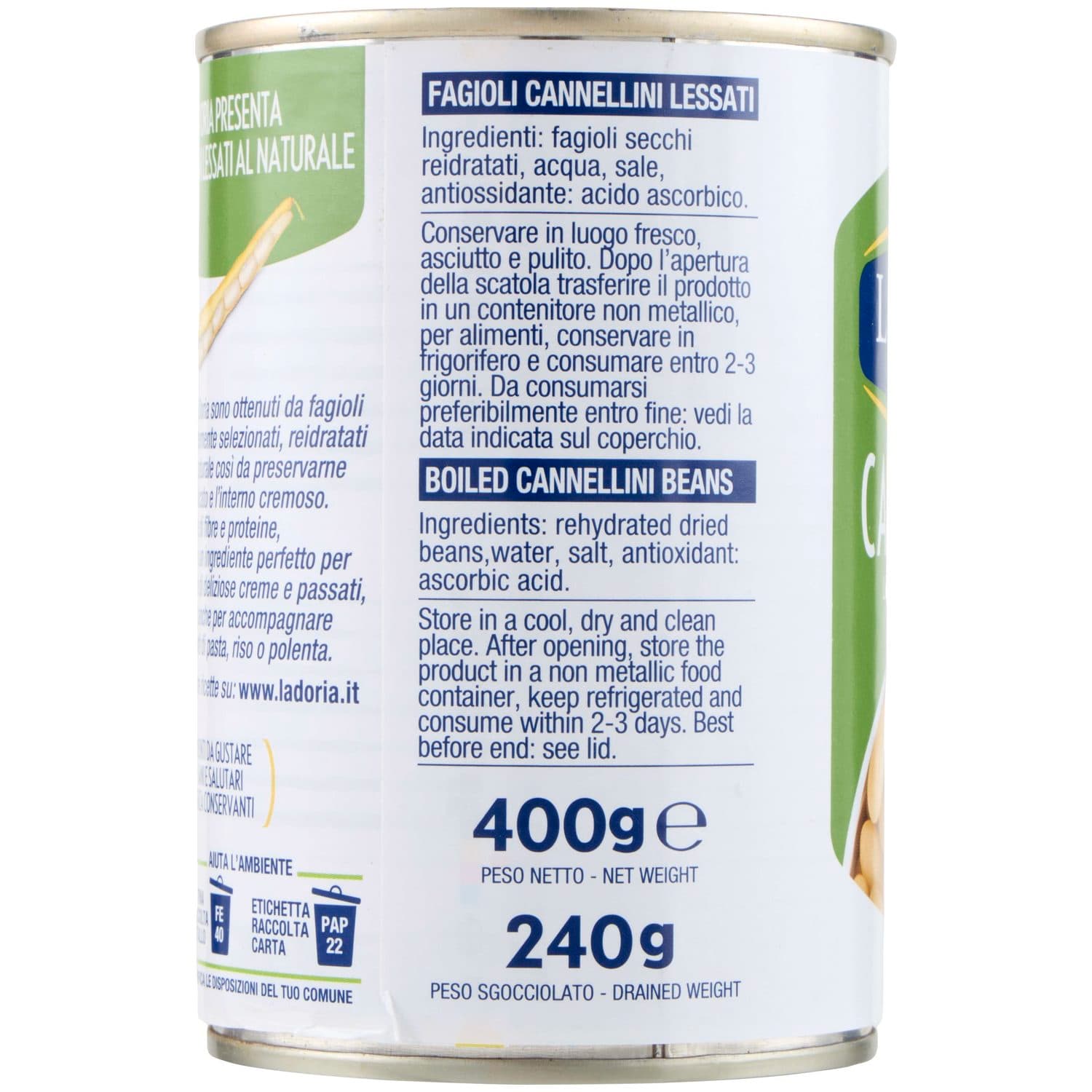 La Doria Cannellini Lessati al Naturale 400 g – immagine 4