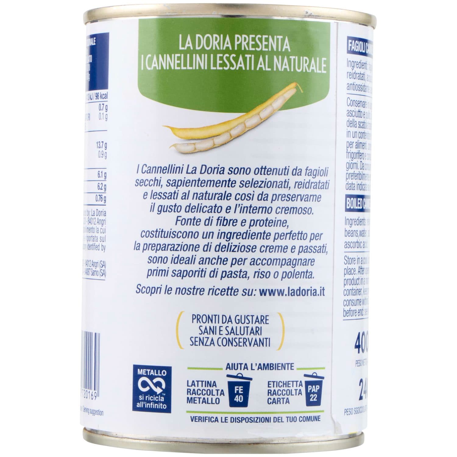 La Doria Cannellini Lessati al Naturale 400 g – immagine 5