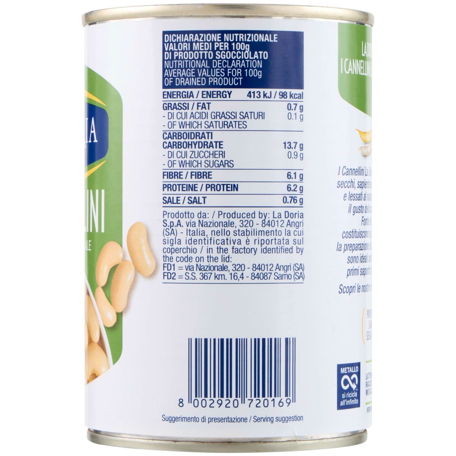 La Doria Cannellini Lessati al Naturale 400 g – immagine 6
