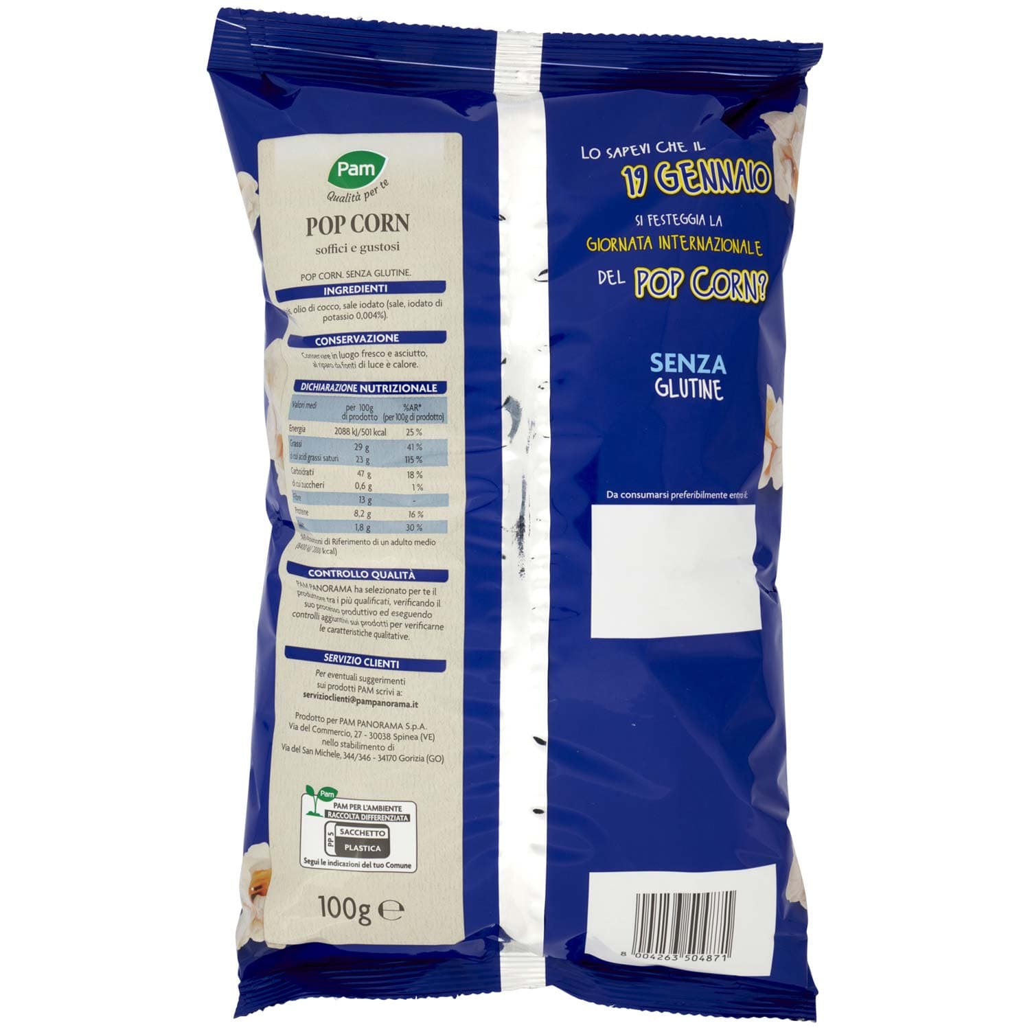 PAM Qualità per te Pop Corn Salati 100 g – immagine 5