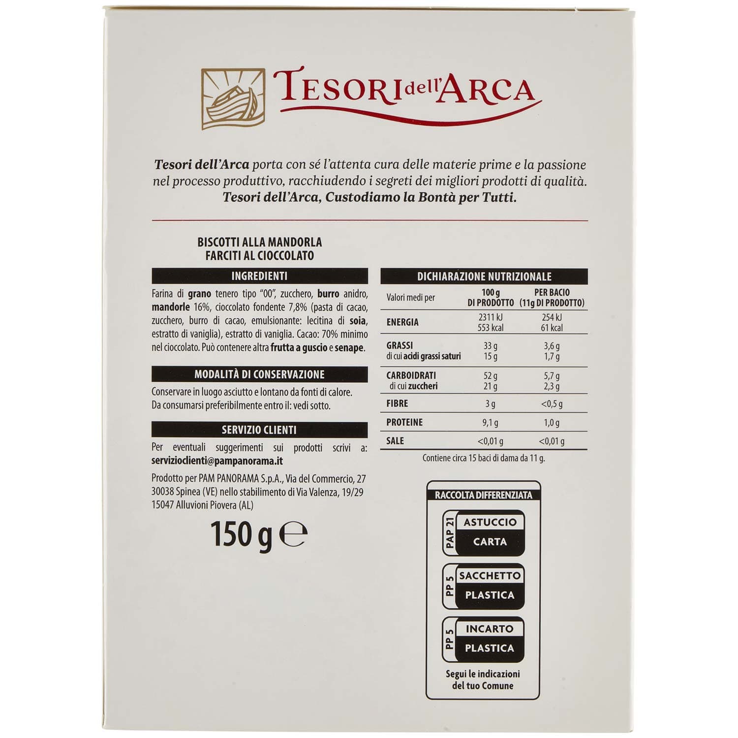 Tesori dell'arca baci di dama alla mandorla 150 g – immagine 5