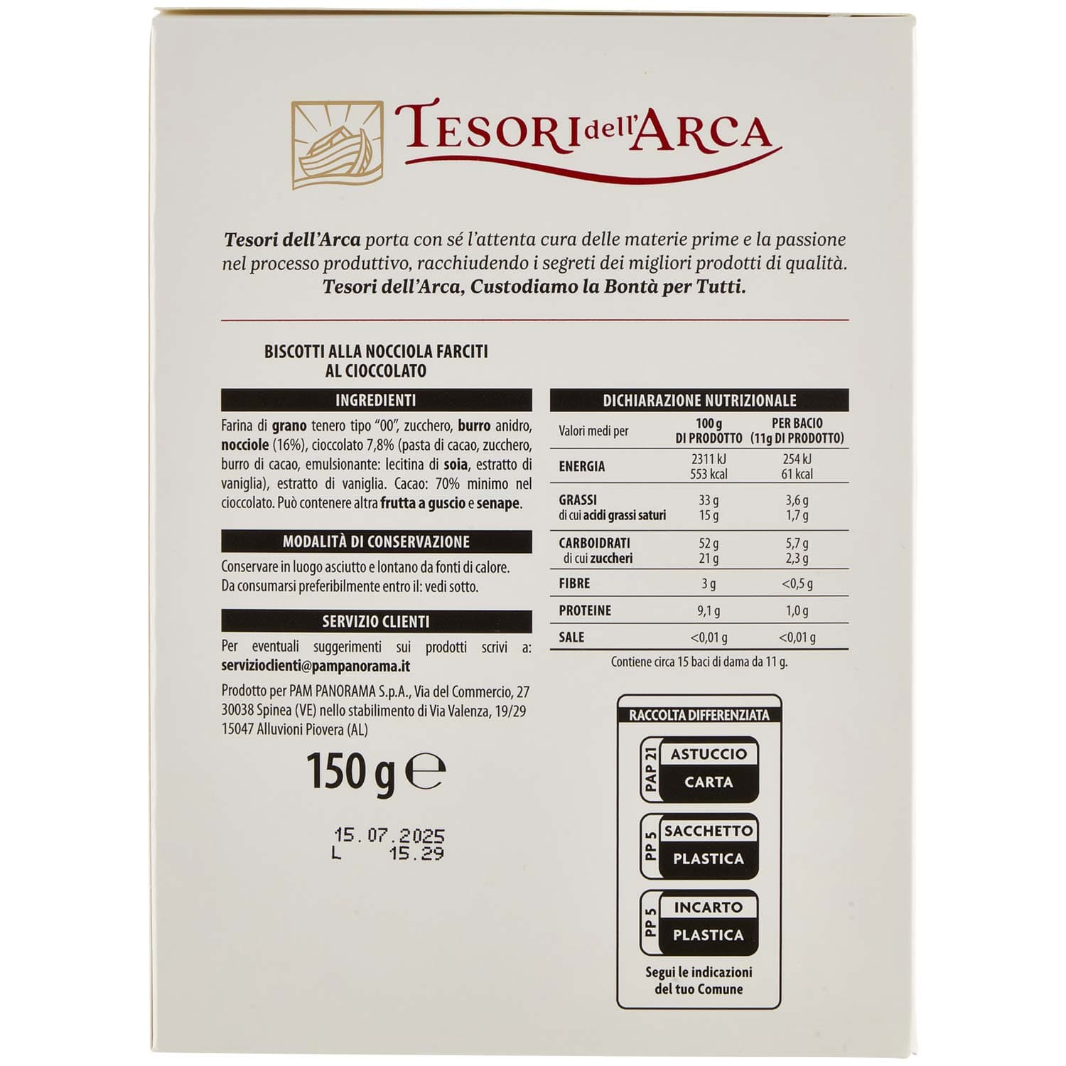 Tesori dell'arca baci di dama alla nocciola 150 g – immagine 5