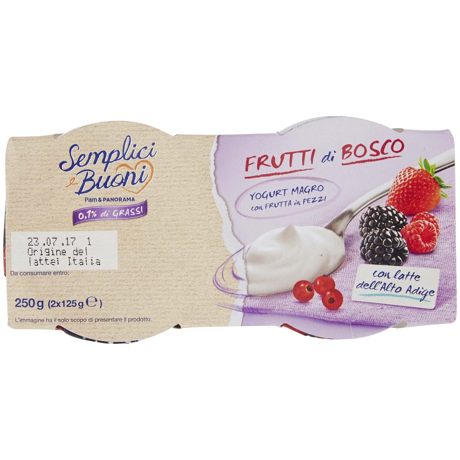SEMPLICI E BUONI 0,1% di Grassi Frutti di Bosco Yogurt Magro con Frutta in Pezzi 250g (2x125g) – immagine 7