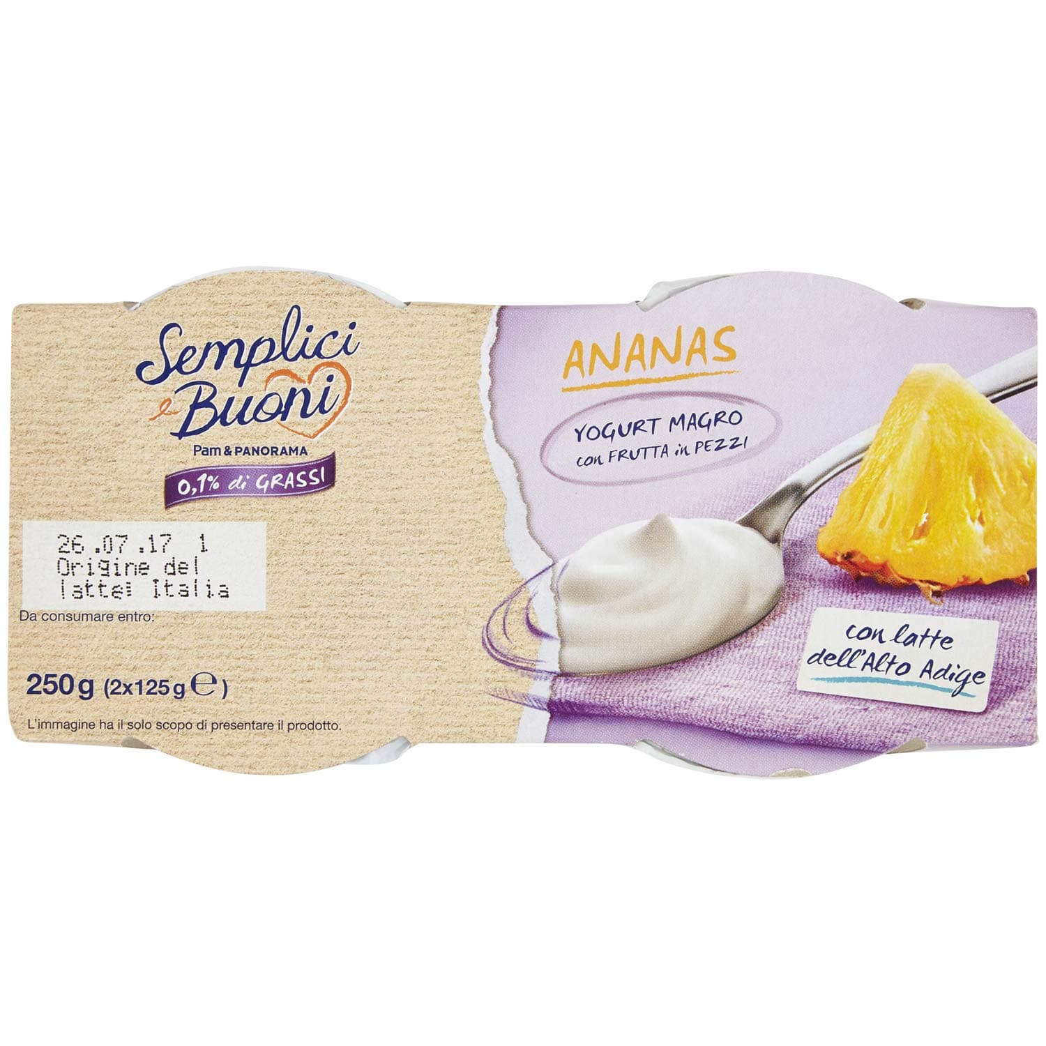 SEMPLICI E BUONI 0,1% di Grassi Ananas Yogurt Magro con Frutta in Pezzi 250g (2x125g) – immagine 7