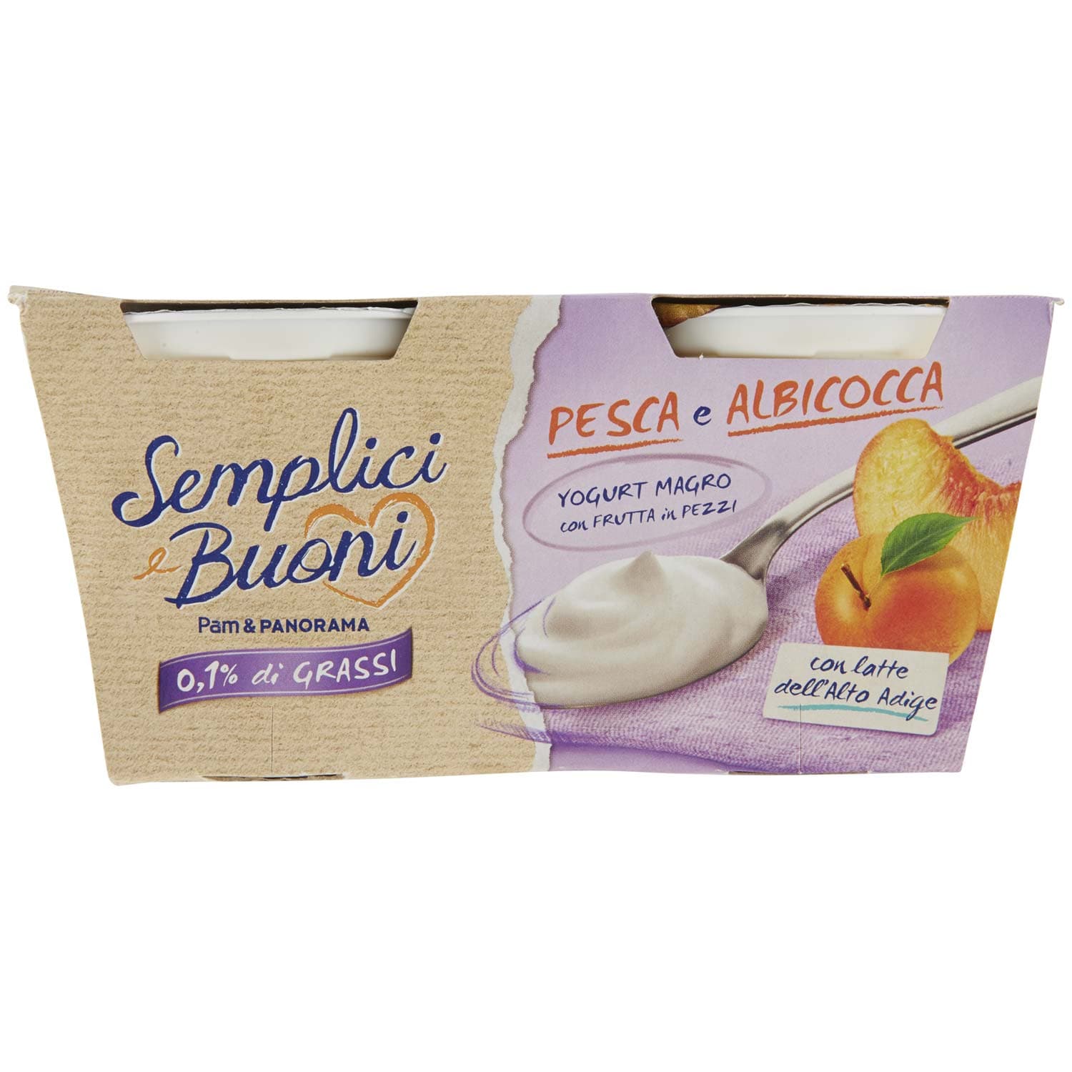 SEMPLICI E BUONI 0,1% di Grassi Pesca e Albicocca Yogurt Magro con Frutta in Pezzi 250g (2x125g) – immagine 3