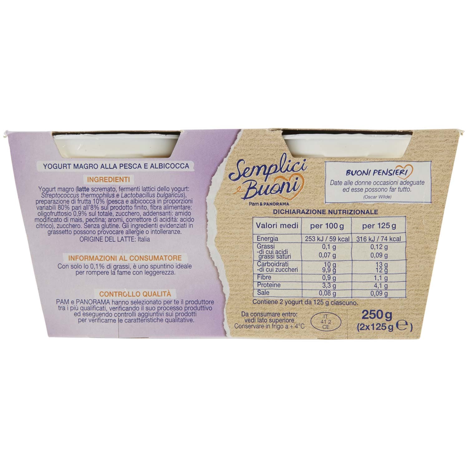 SEMPLICI E BUONI 0,1% di Grassi Pesca e Albicocca Yogurt Magro con Frutta in Pezzi 250g (2x125g) – immagine 5