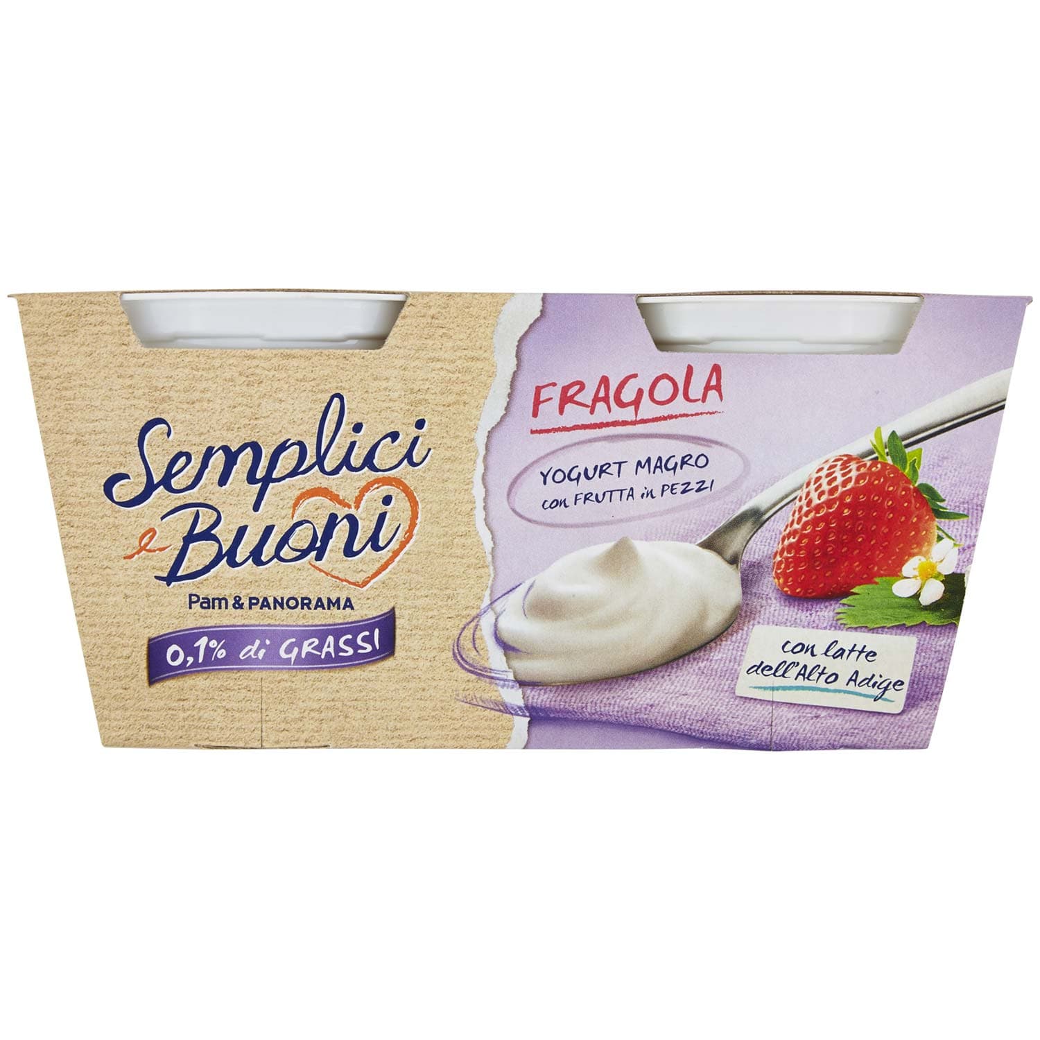 SEMPLICI E BUONI 0,1% di Grassi Fragola Yogurt Magro con Frutta in Pezzi 250g (2x125g) – immagine 3