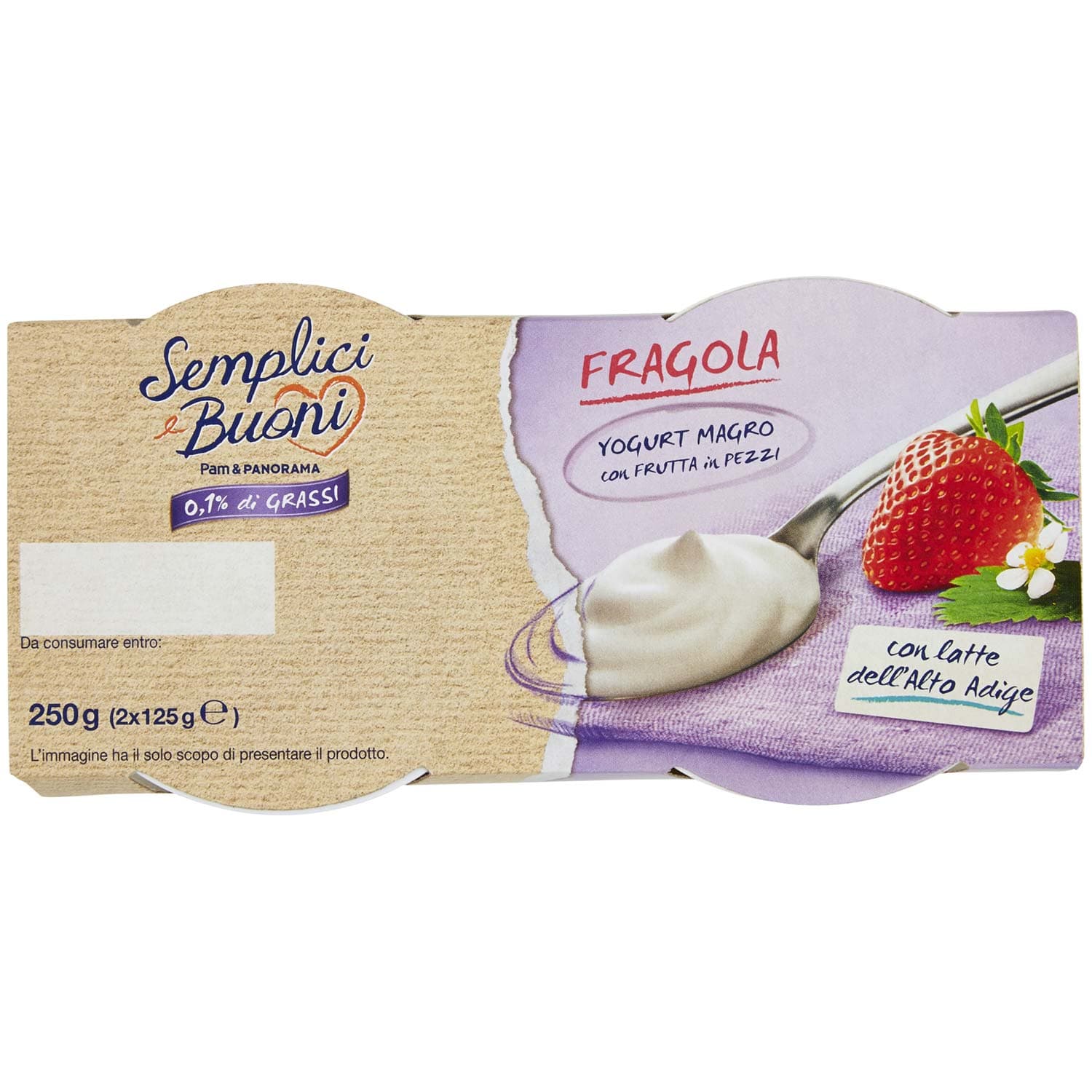 SEMPLICI E BUONI 0,1% di Grassi Fragola Yogurt Magro con Frutta in Pezzi 250g (2x125g) – immagine 7