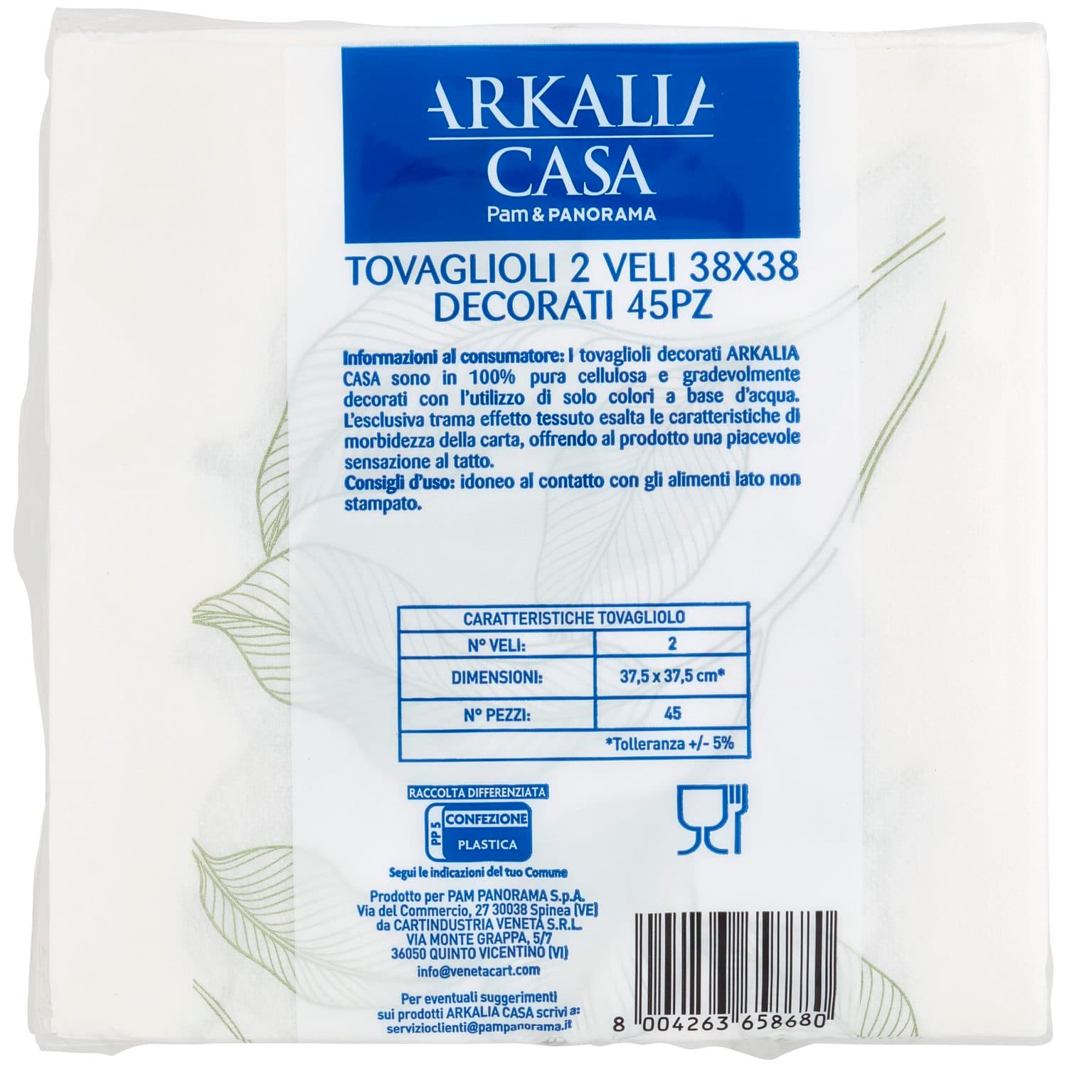 ARKALIA CASA Tovaglioli Morbidi Decorati 2 Veli 38x38 45 pz – immagine 5