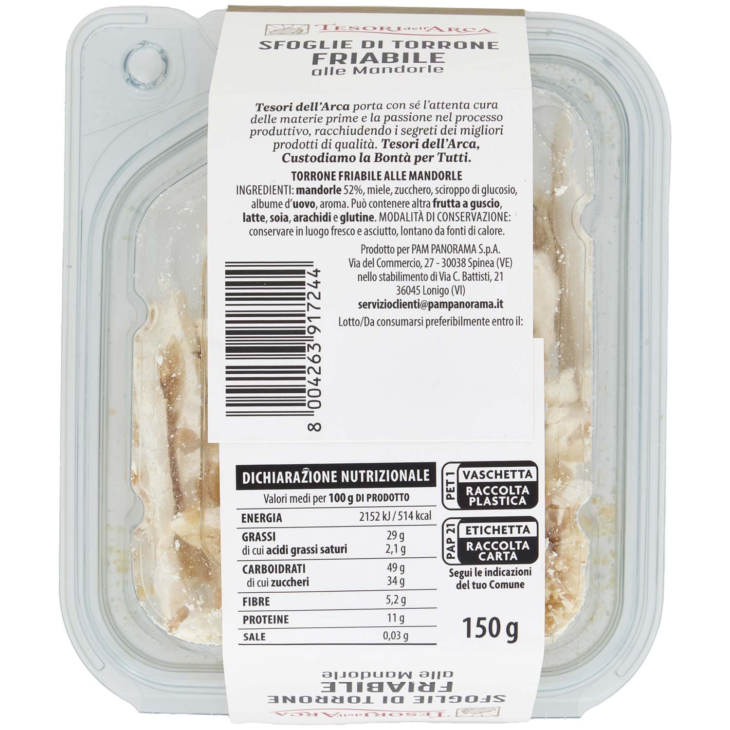 TESORI DELL'ARCA Sfoglie di Torrone Friabile alla Mandorle 150 g – immagine 5