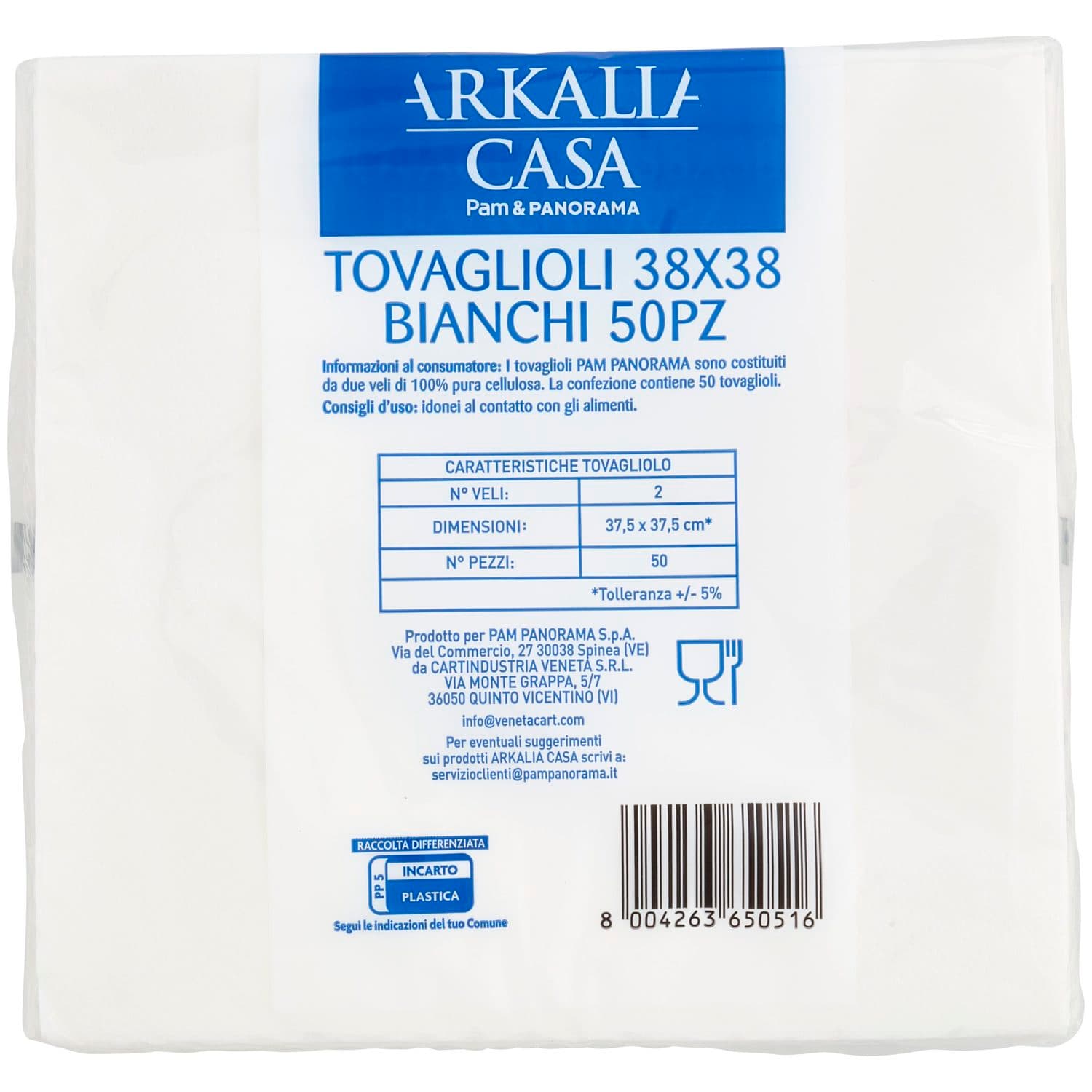 ARKALIA CASA Tovaglioli Resistenti 2 Veli 38x38 50 pz – immagine 5